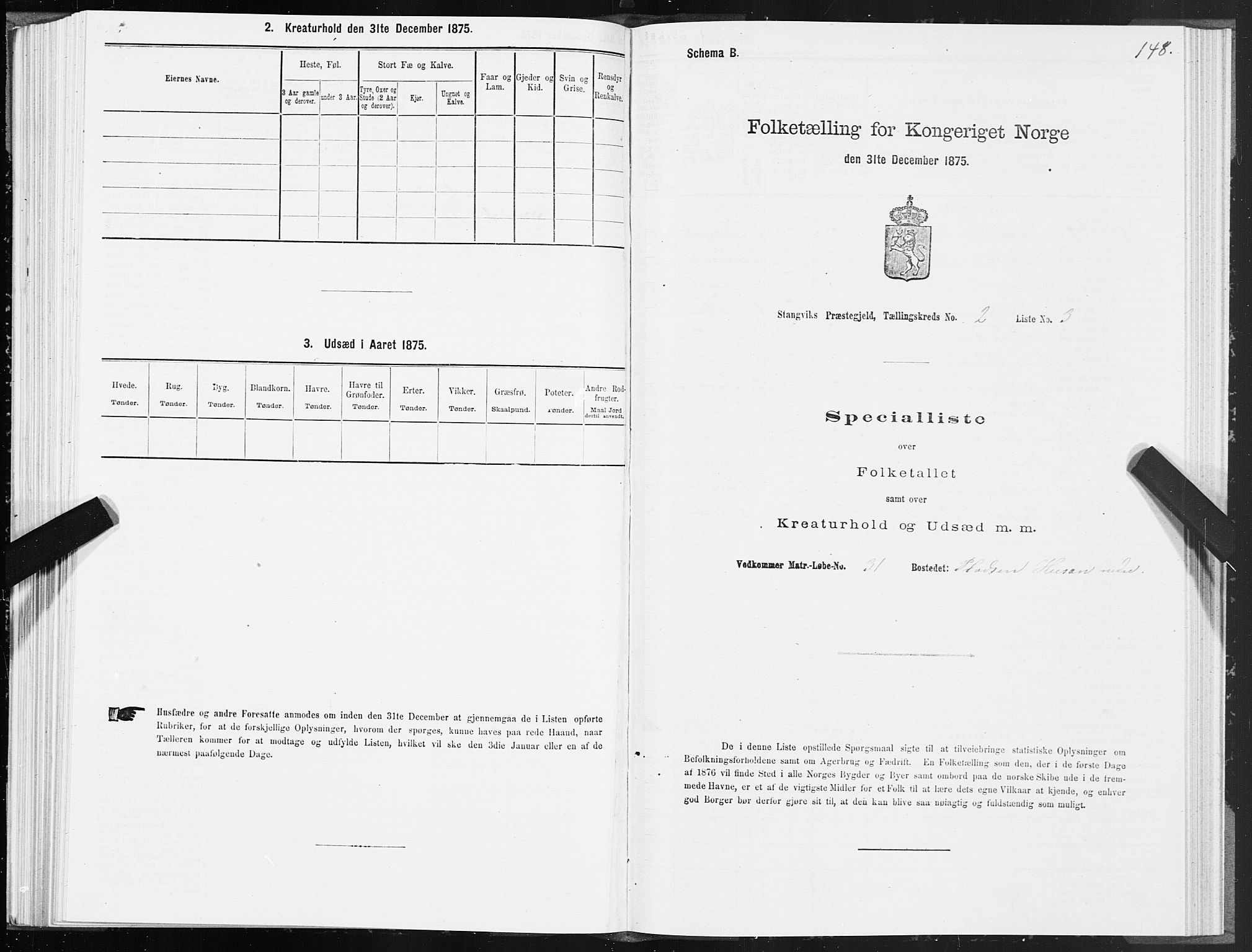 SAT, 1875 census for 1564P Stangvik, 1875, p. 1148