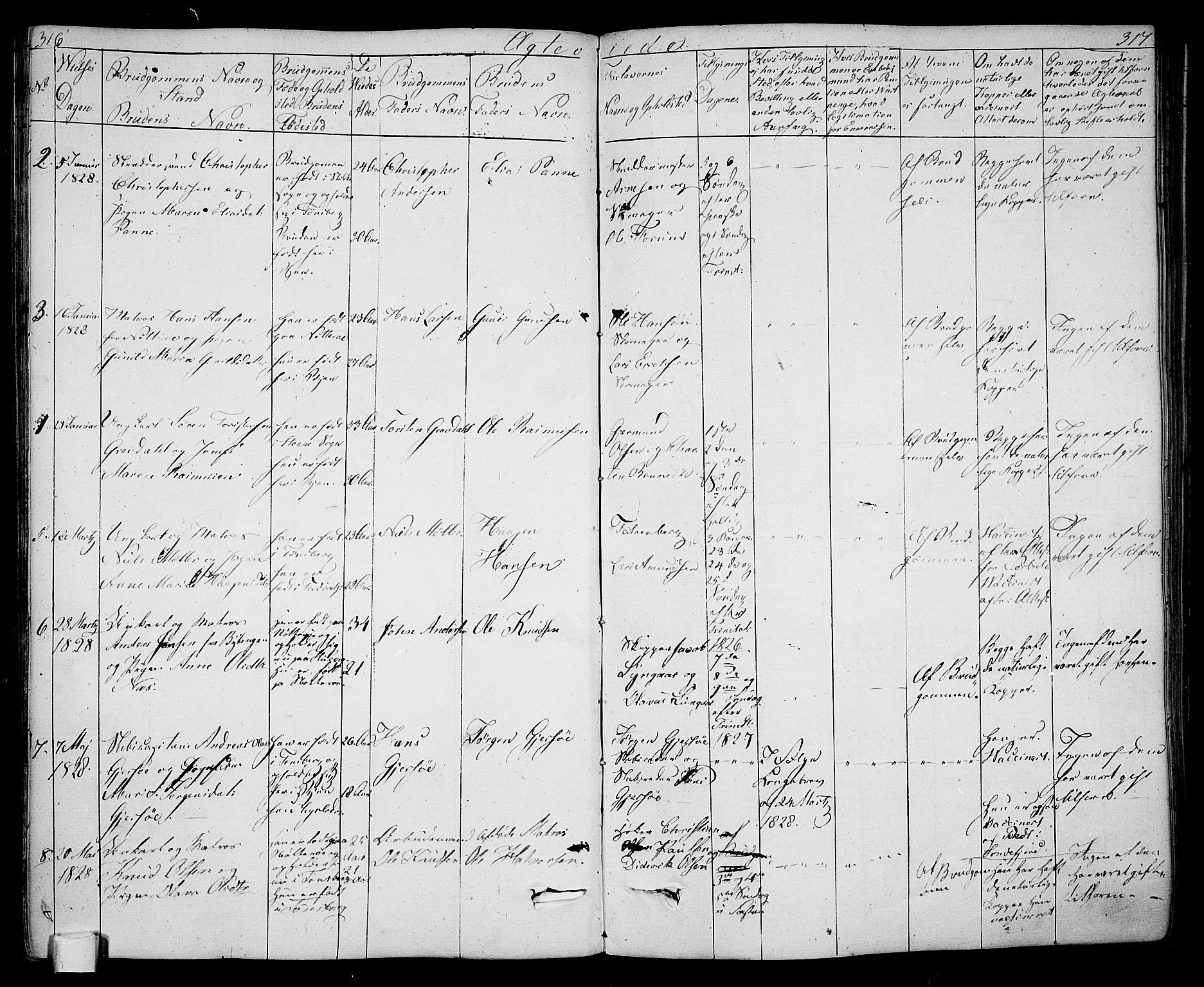 Tønsberg kirkebøker, AV/SAKO-A-330/F/Fa/L0005: Parish register (official) no. I 5, 1827-1836, p. 316-317