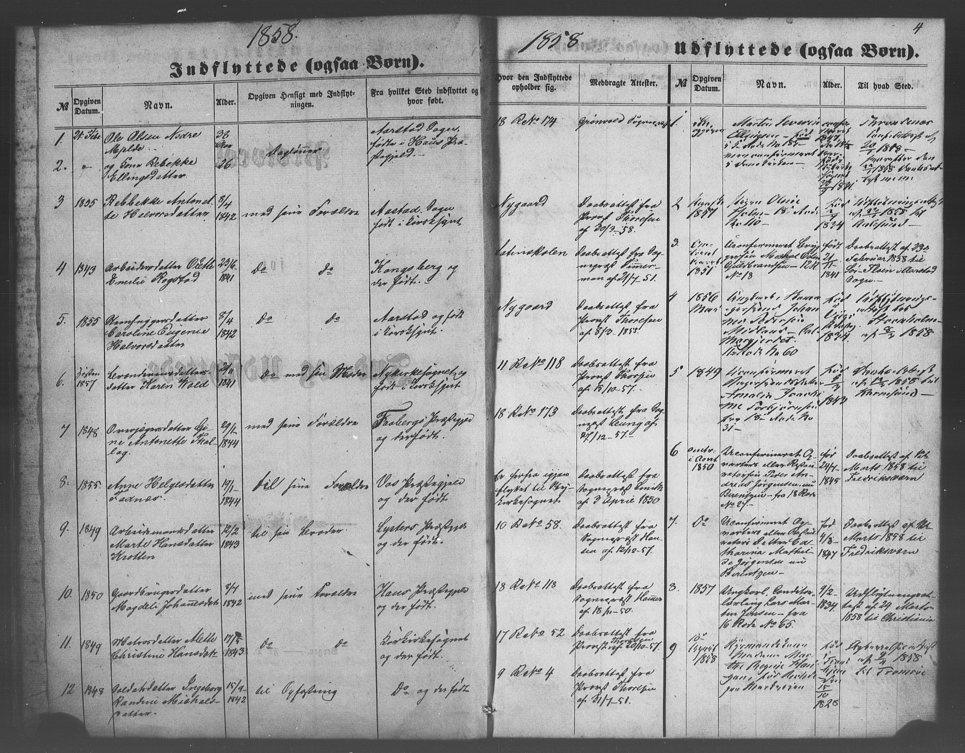 Domkirken sokneprestembete, SAB/A-74801/H/Haa/L0048: Parish register (official) no. F 3, 1858-1874, p. 4