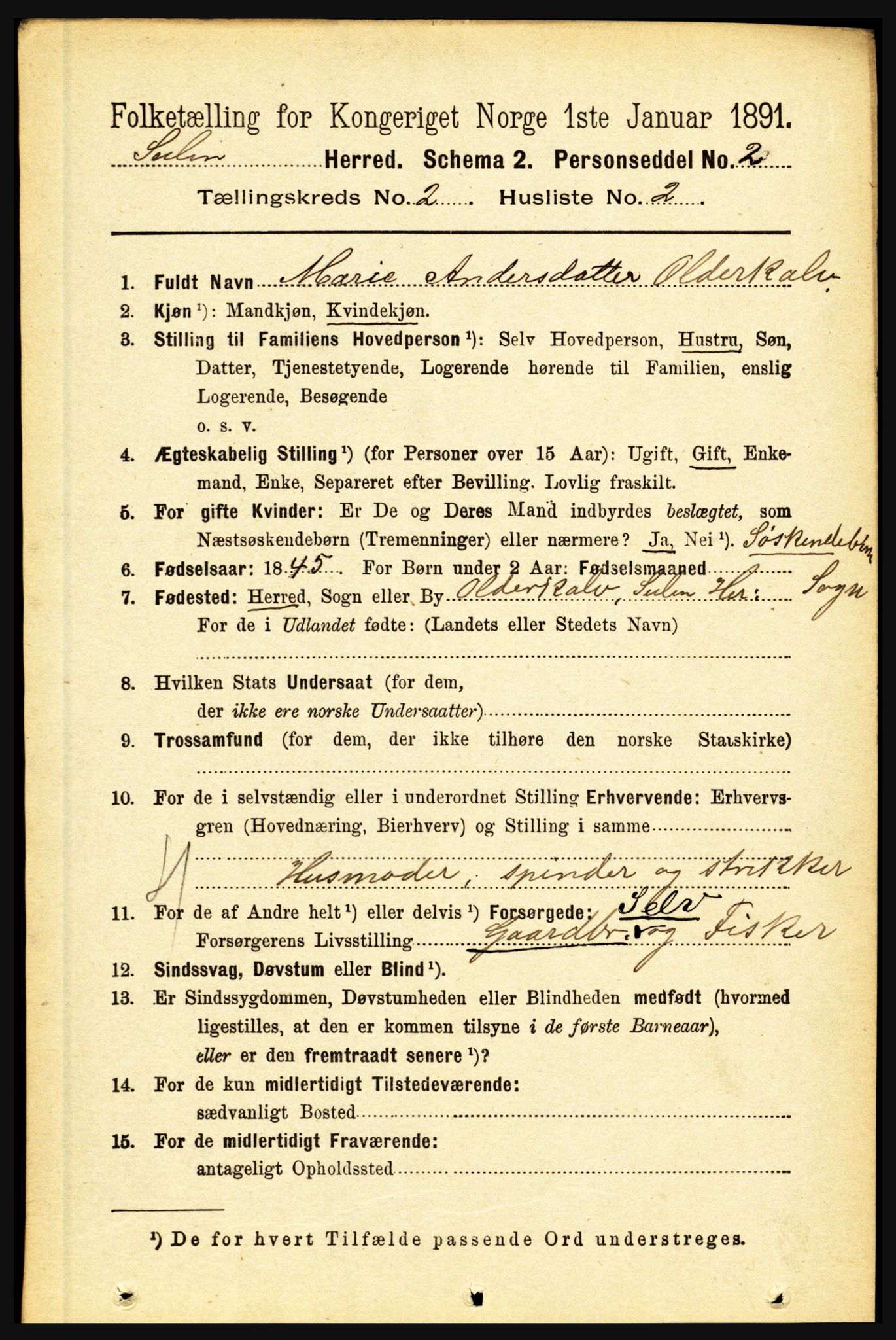 RA, 1891 census for 1412 Solund, 1891, p. 620