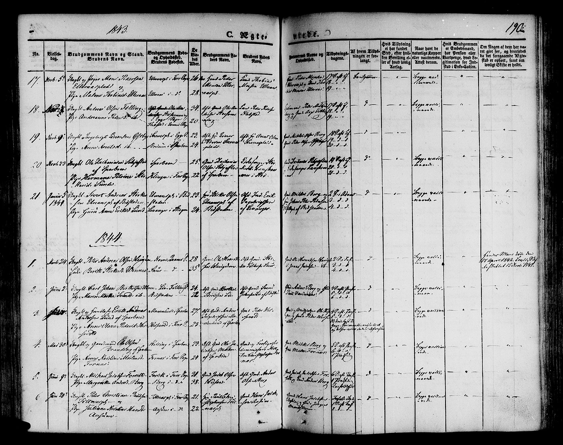 Ministerialprotokoller, klokkerbøker og fødselsregistre - Nord-Trøndelag, AV/SAT-A-1458/746/L0445: Parish register (official) no. 746A04, 1826-1846, p. 190