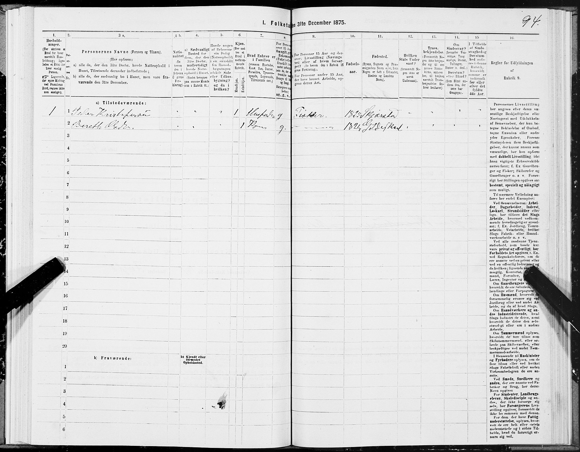 SAT, 1875 census for 1838P Gildeskål, 1875, p. 4094