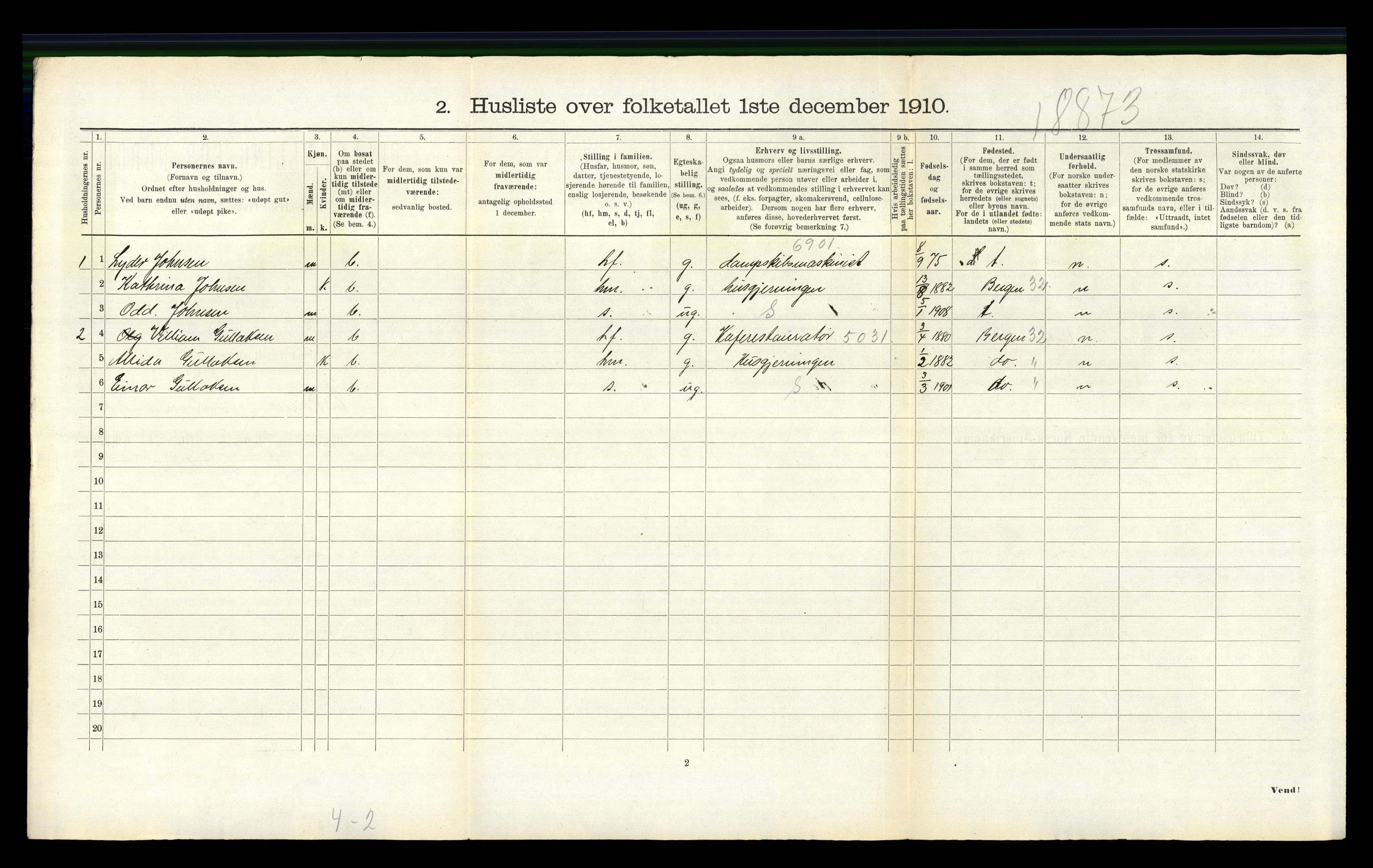 RA, 1910 census for Askøy, 1910, p. 2293