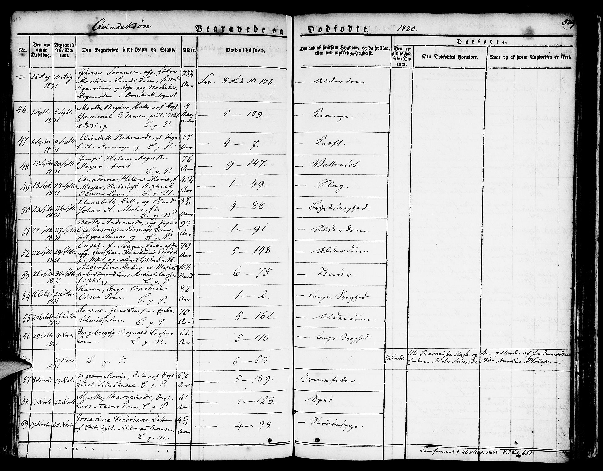 Nykirken Sokneprestembete, SAB/A-77101/H/Haa/L0012: Parish register (official) no. A 12, 1821-1844, p. 539