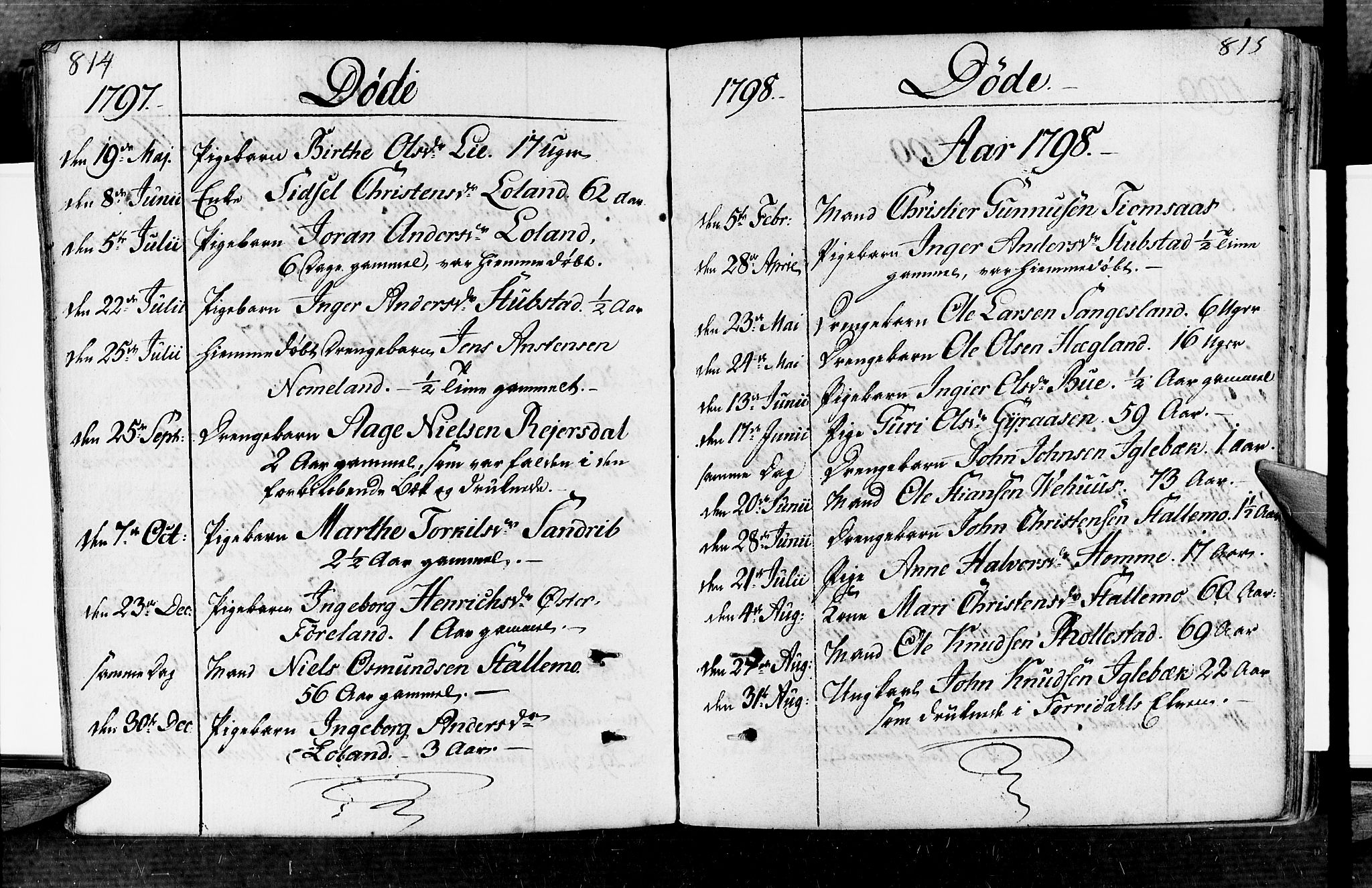 Vennesla sokneprestkontor, AV/SAK-1111-0045/Fa/Fac/L0002: Parish register (official) no. A 2, 1785-1834, p. 814-815