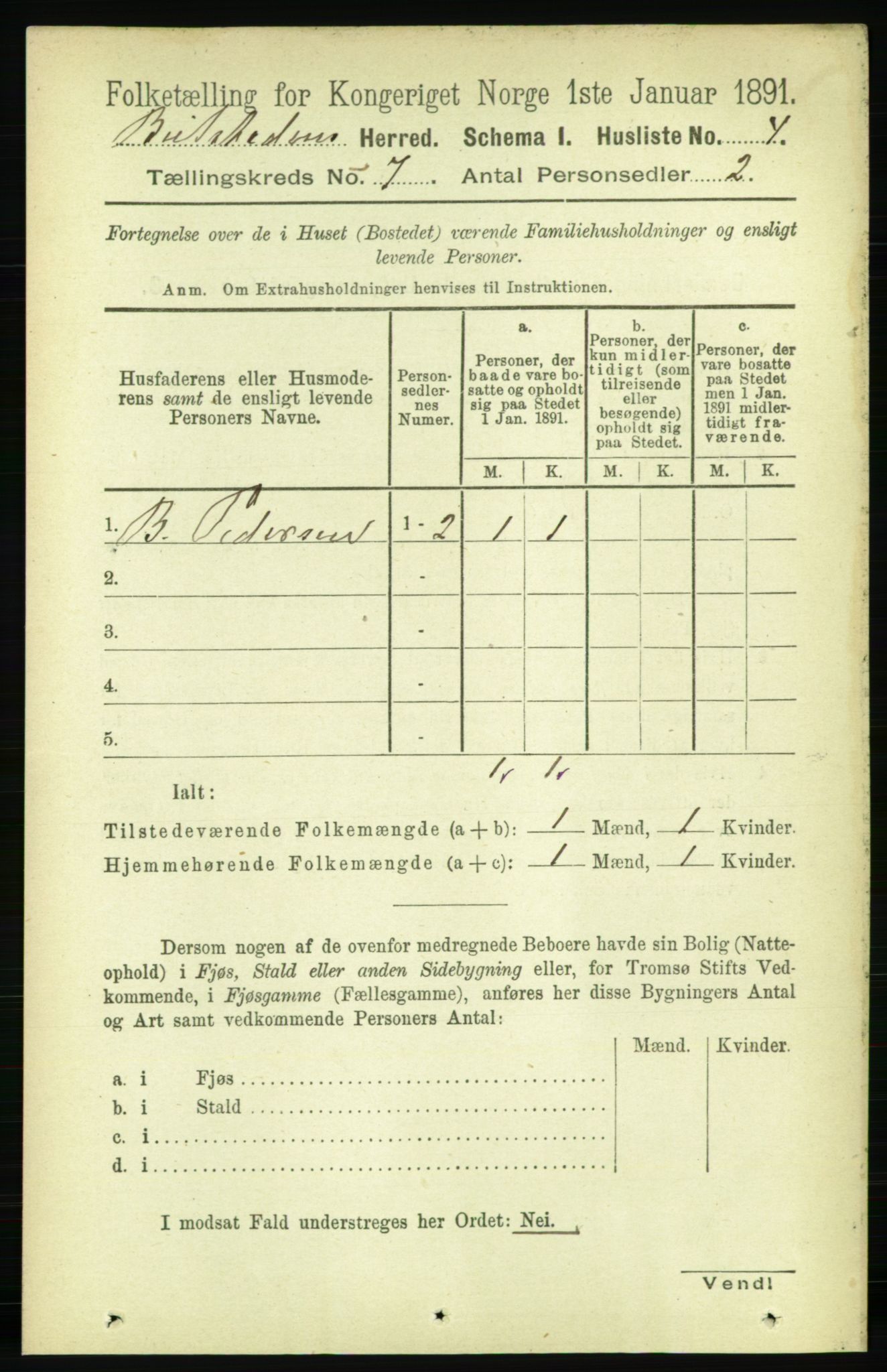 RA, 1891 census for 1727 Beitstad, 1891, p. 1679