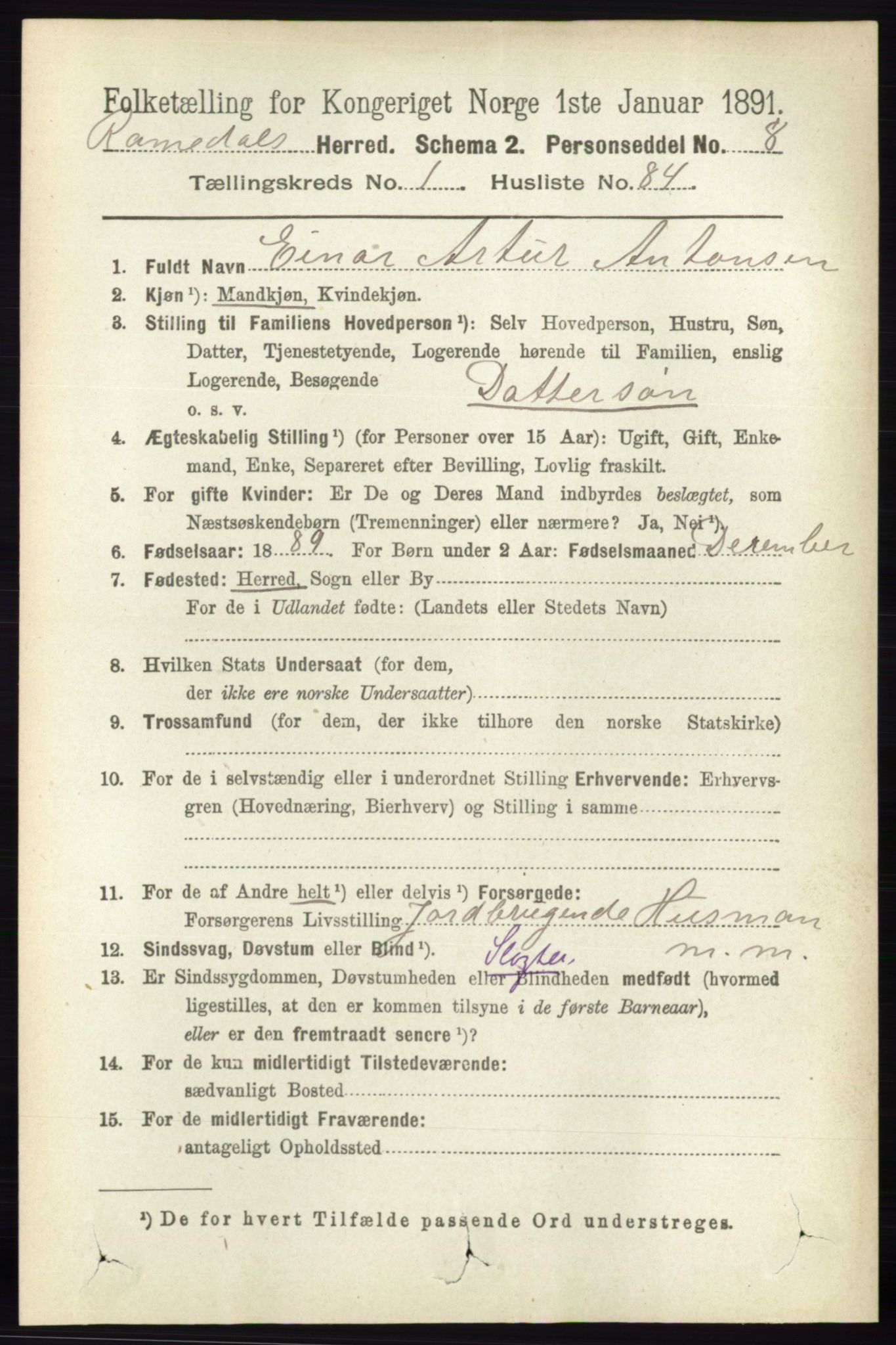 RA, 1891 census for 0416 Romedal, 1891, p. 762