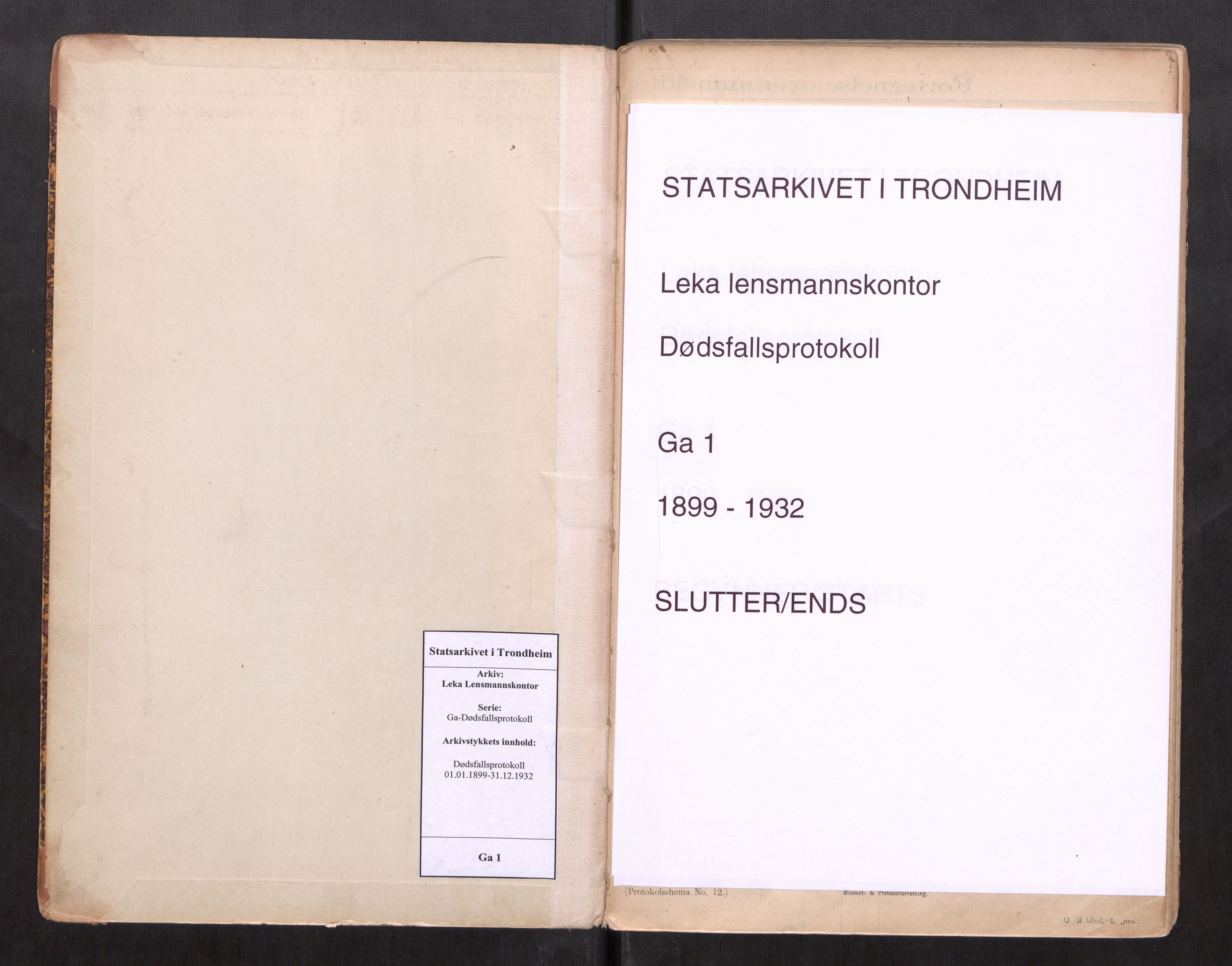 Leka lensmannskontor, SAT/A-1028/2/Ga/L0001: Dødsfallprotokoll, 1899-1932