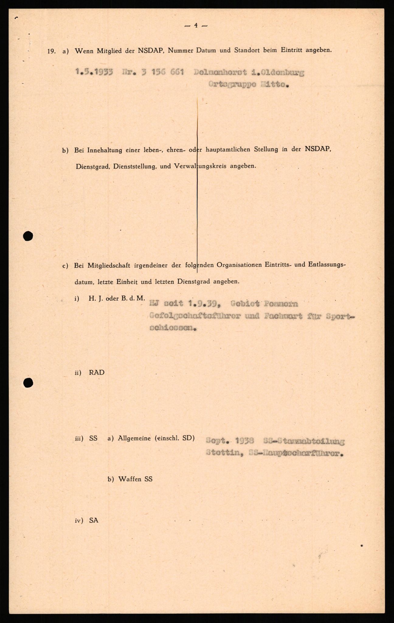 Forsvaret, Forsvarets overkommando II, AV/RA-RAFA-3915/D/Db/L0030: CI Questionaires. Tyske okkupasjonsstyrker i Norge. Tyskere., 1945-1946, p. 165