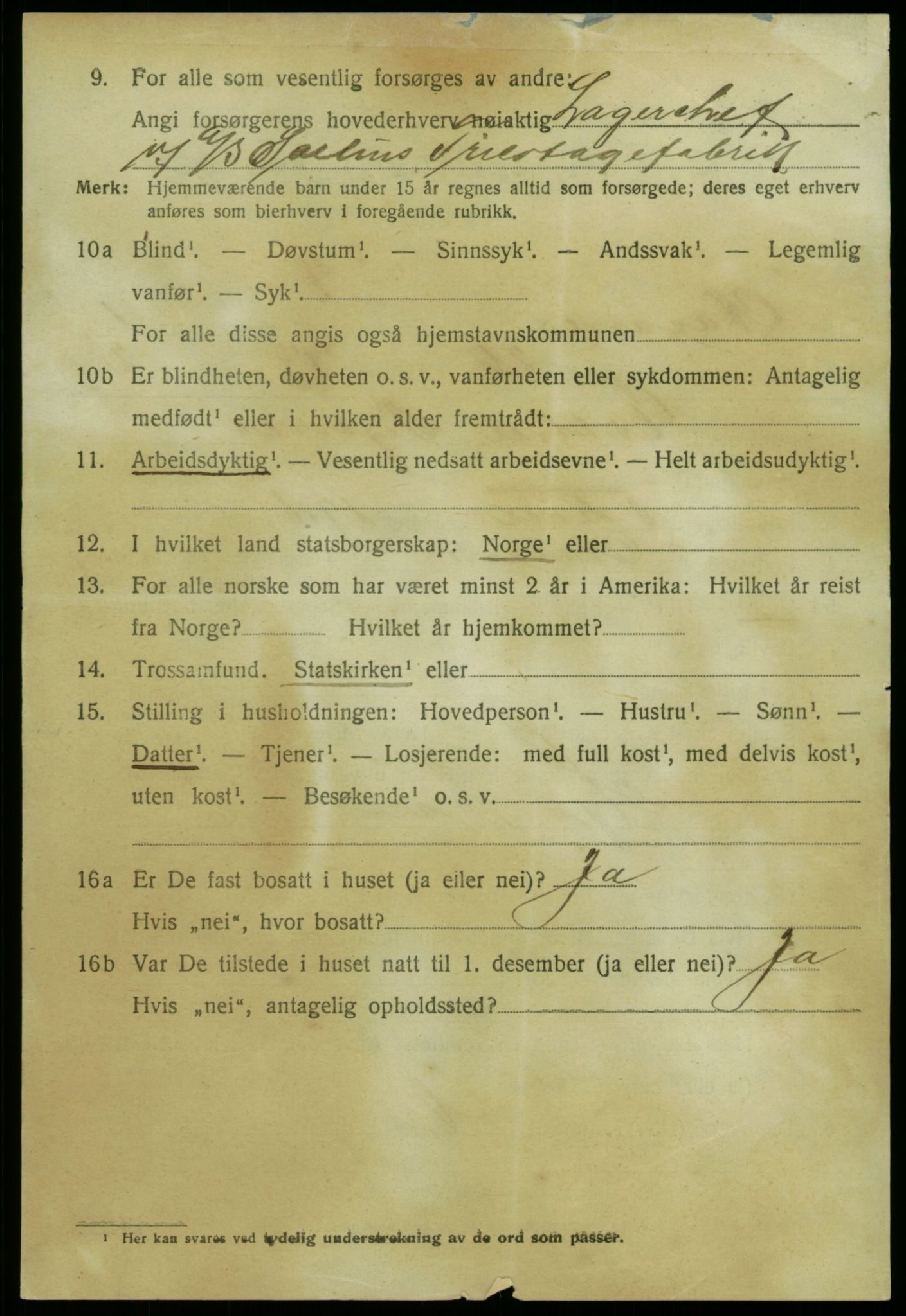 SAB, 1920 census for Åsane, 1920, p. 1226