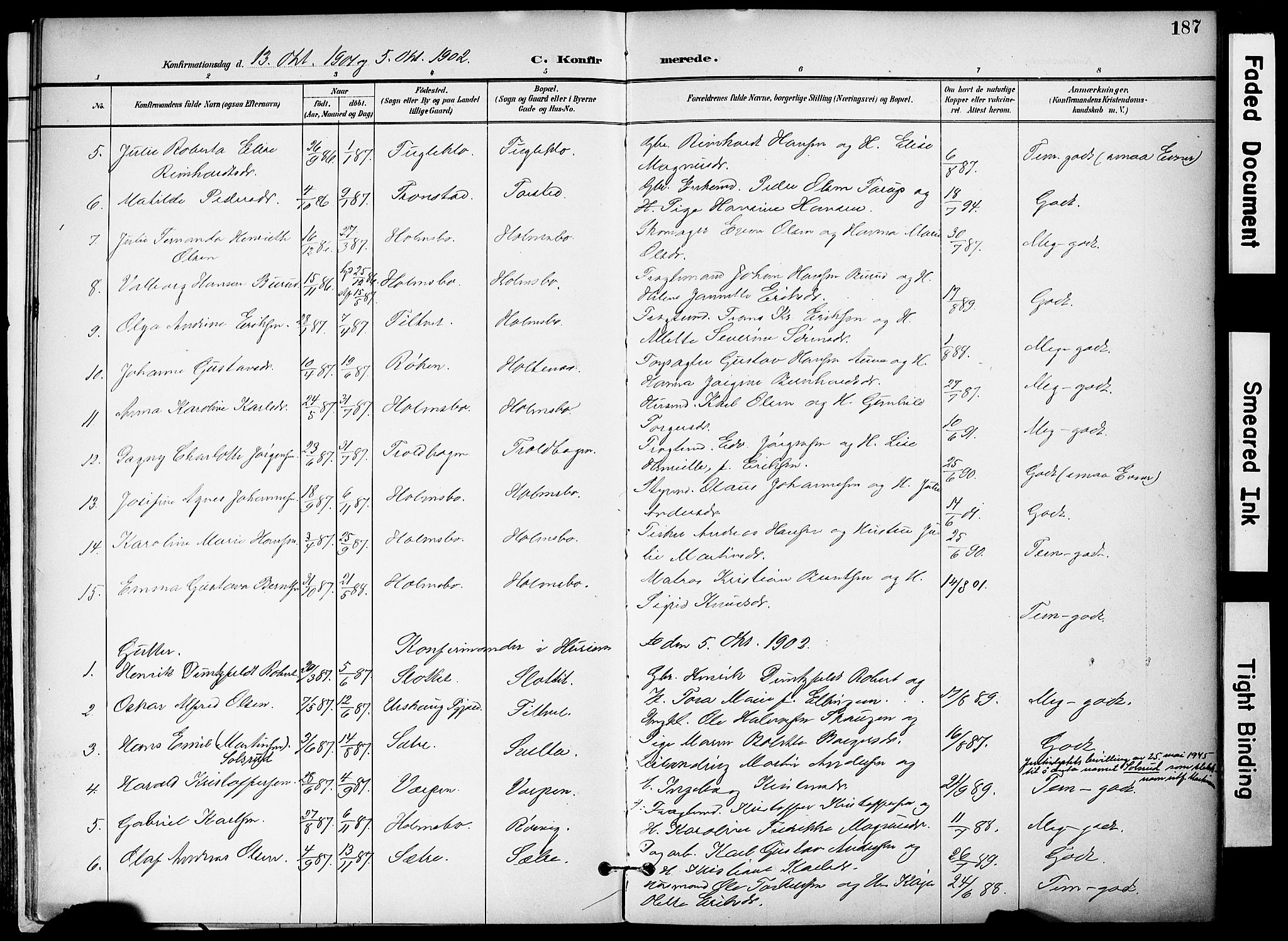 Hurum kirkebøker, AV/SAKO-A-229/F/Fa/L0015: Parish register (official) no. 15, 1896-1908, p. 187