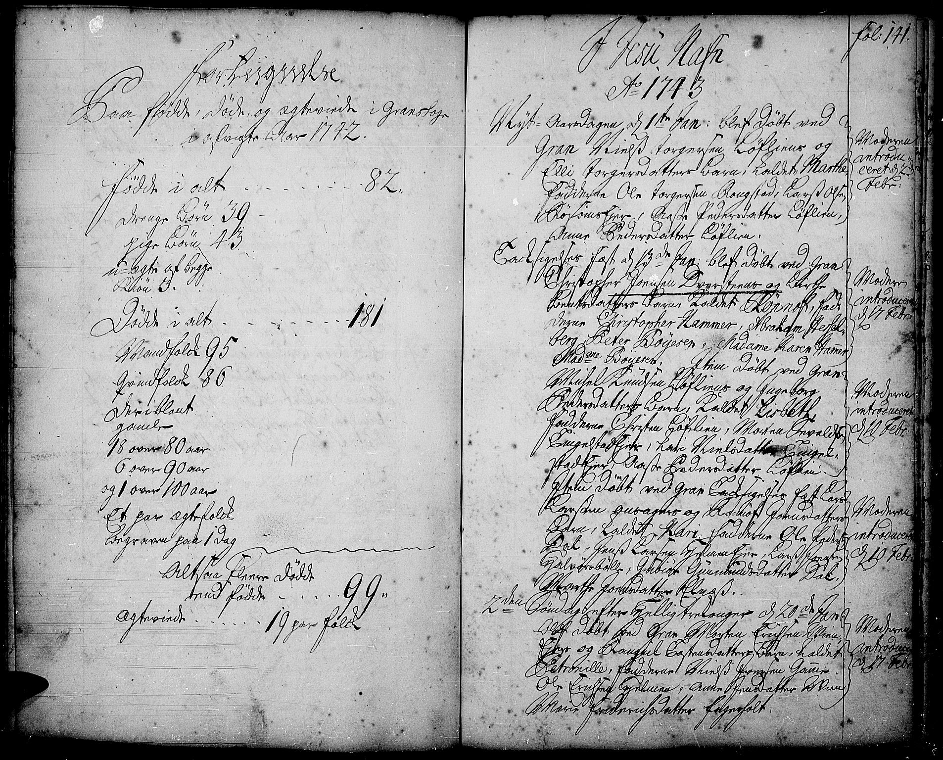 Gran prestekontor, SAH/PREST-112/H/Ha/Haa/L0002: Parish register (official) no. 2, 1732-1744, p. 141