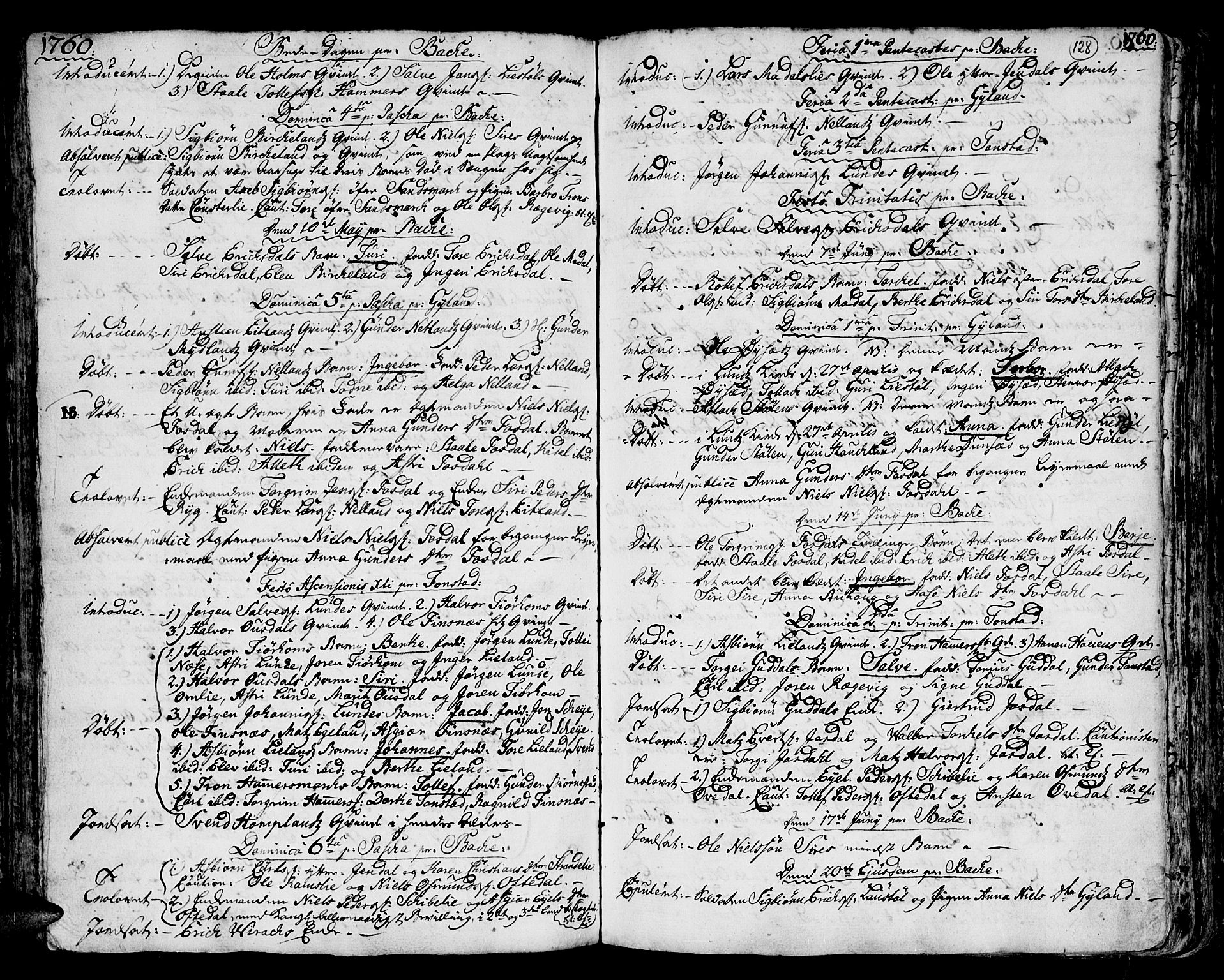 Bakke sokneprestkontor, AV/SAK-1111-0002/F/Fa/Faa/L0001: Parish register (official) no. A 1, 1741-1780, p. 128