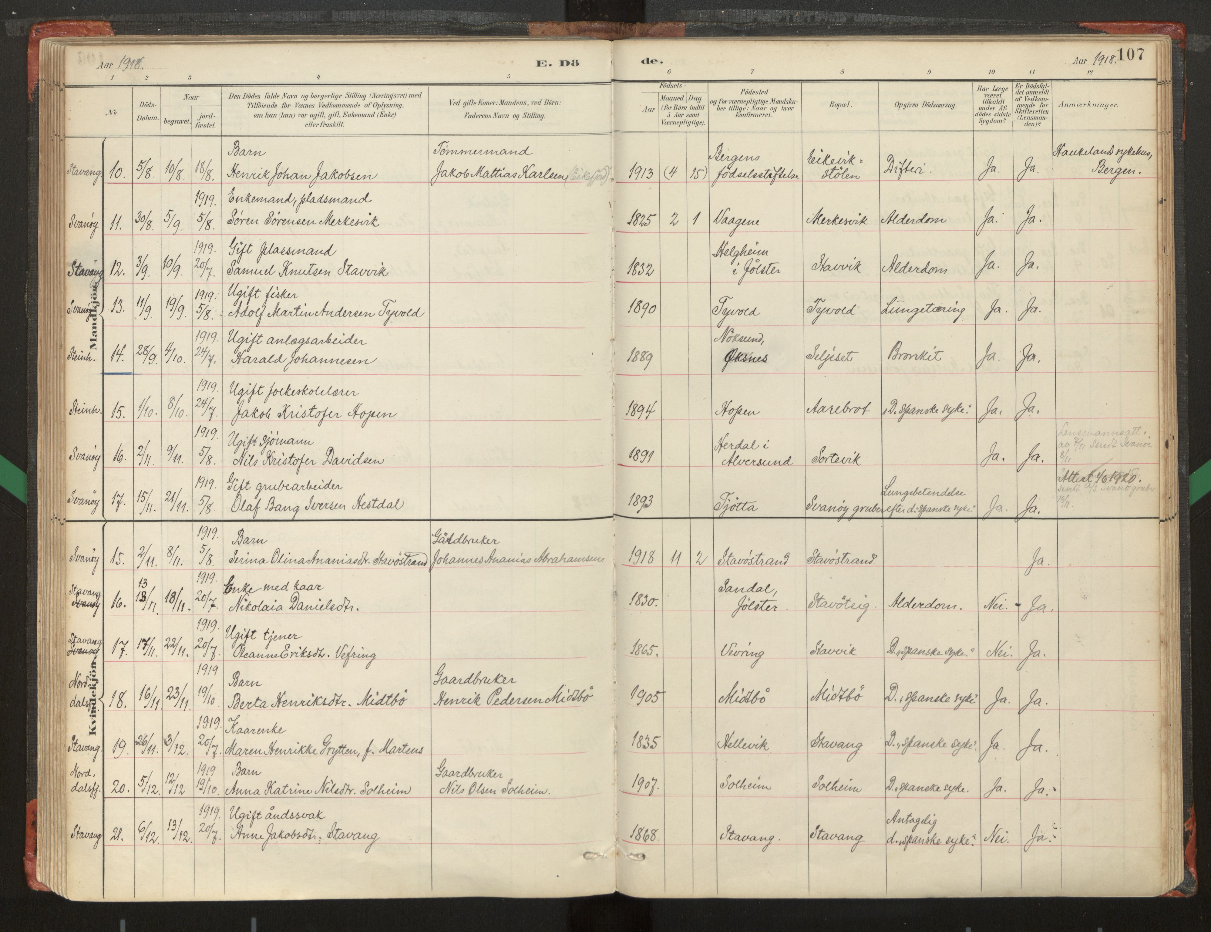 Kinn sokneprestembete, AV/SAB-A-80801/H/Haa/Haad/L0006: Parish register (official) no. D 6, 1886-1945, p. 107