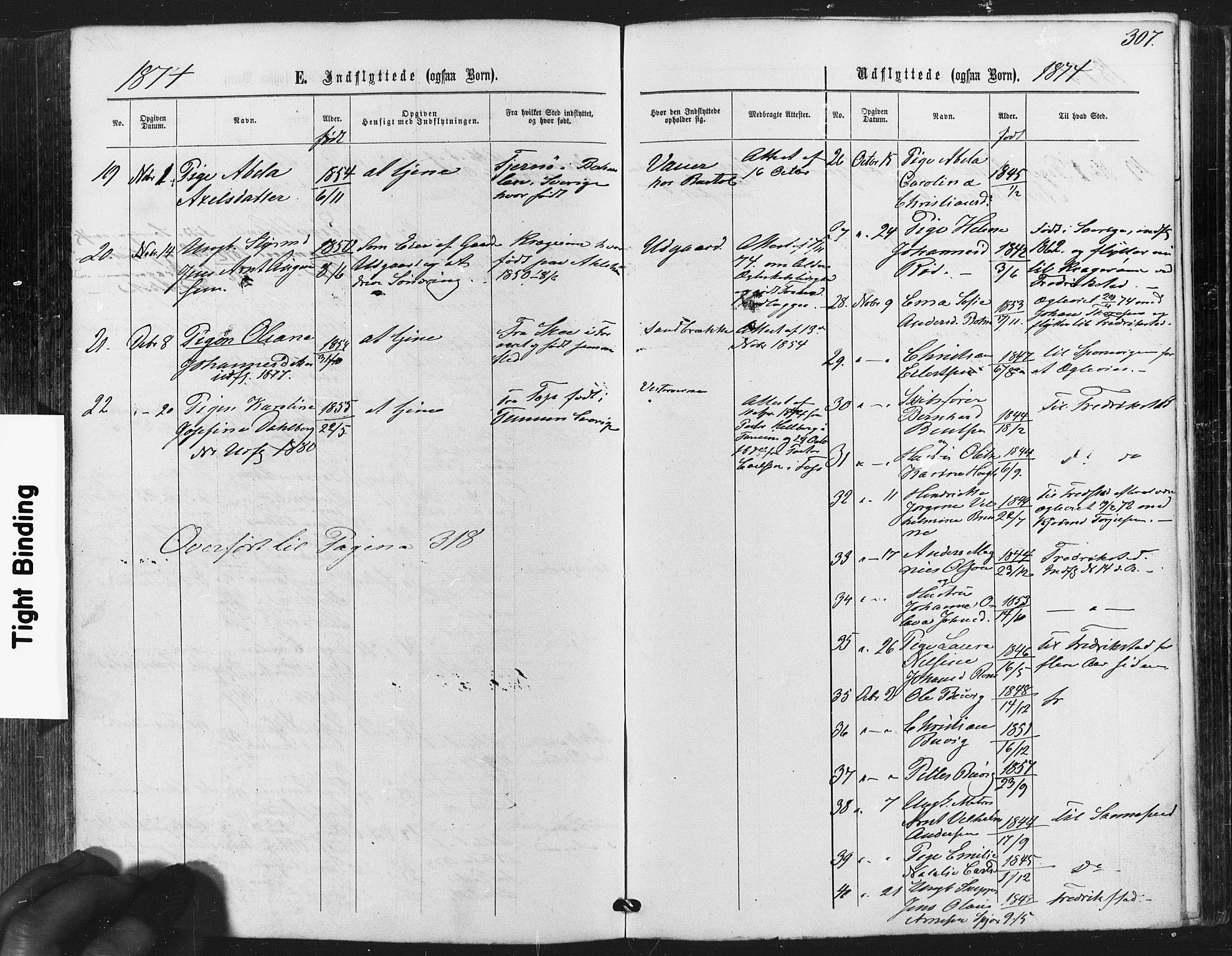 Hvaler prestekontor Kirkebøker, AV/SAO-A-2001/F/Fa/L0007: Parish register (official) no. I 7, 1864-1878, p. 307