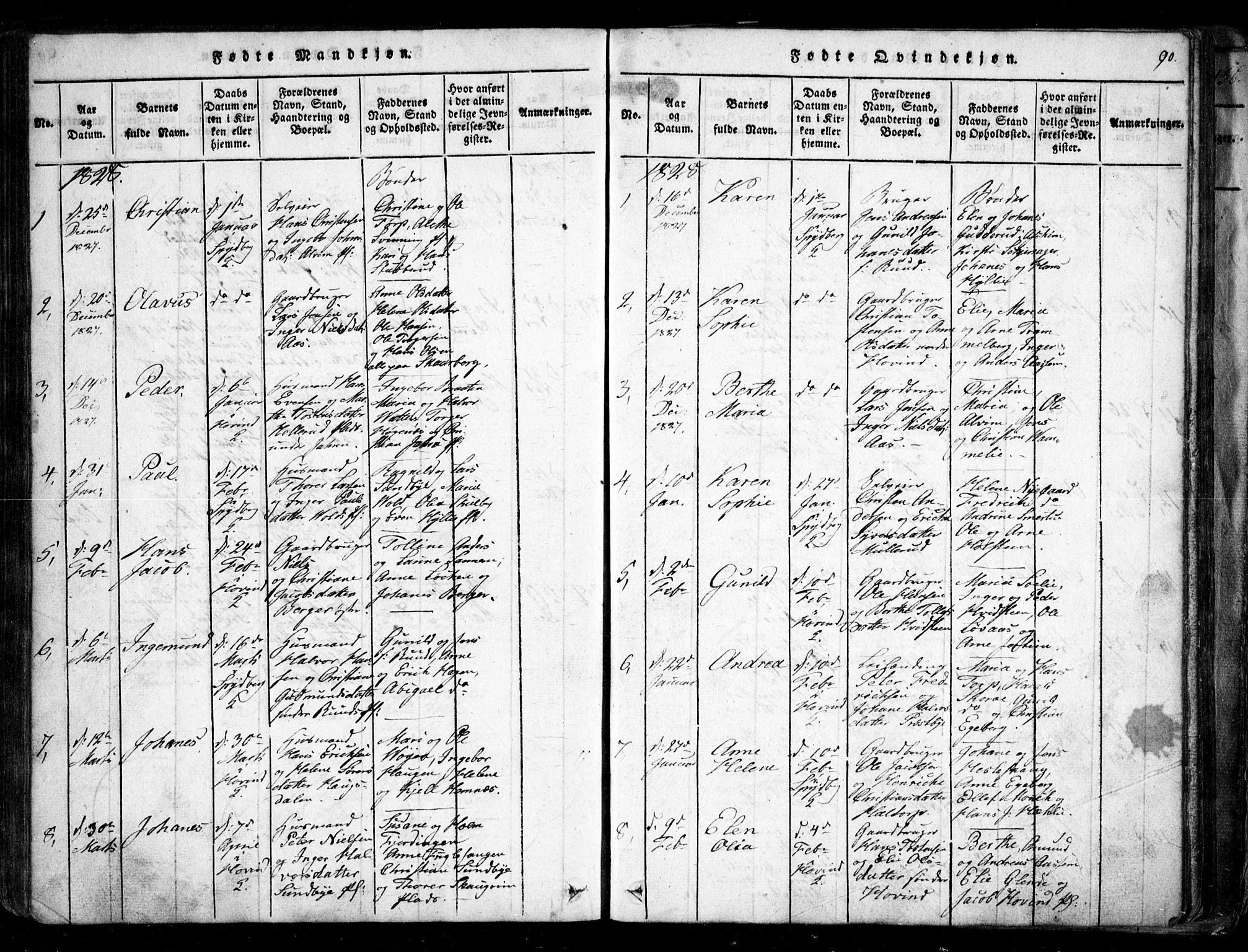 Spydeberg prestekontor Kirkebøker, SAO/A-10924/G/Ga/L0001: Parish register (copy) no. I 1, 1814-1868, p. 90