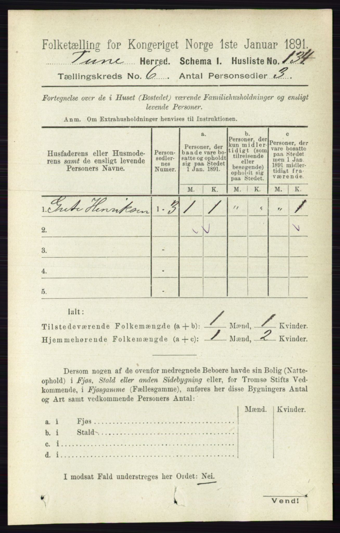 RA, 1891 census for 0130 Tune, 1891, p. 4085