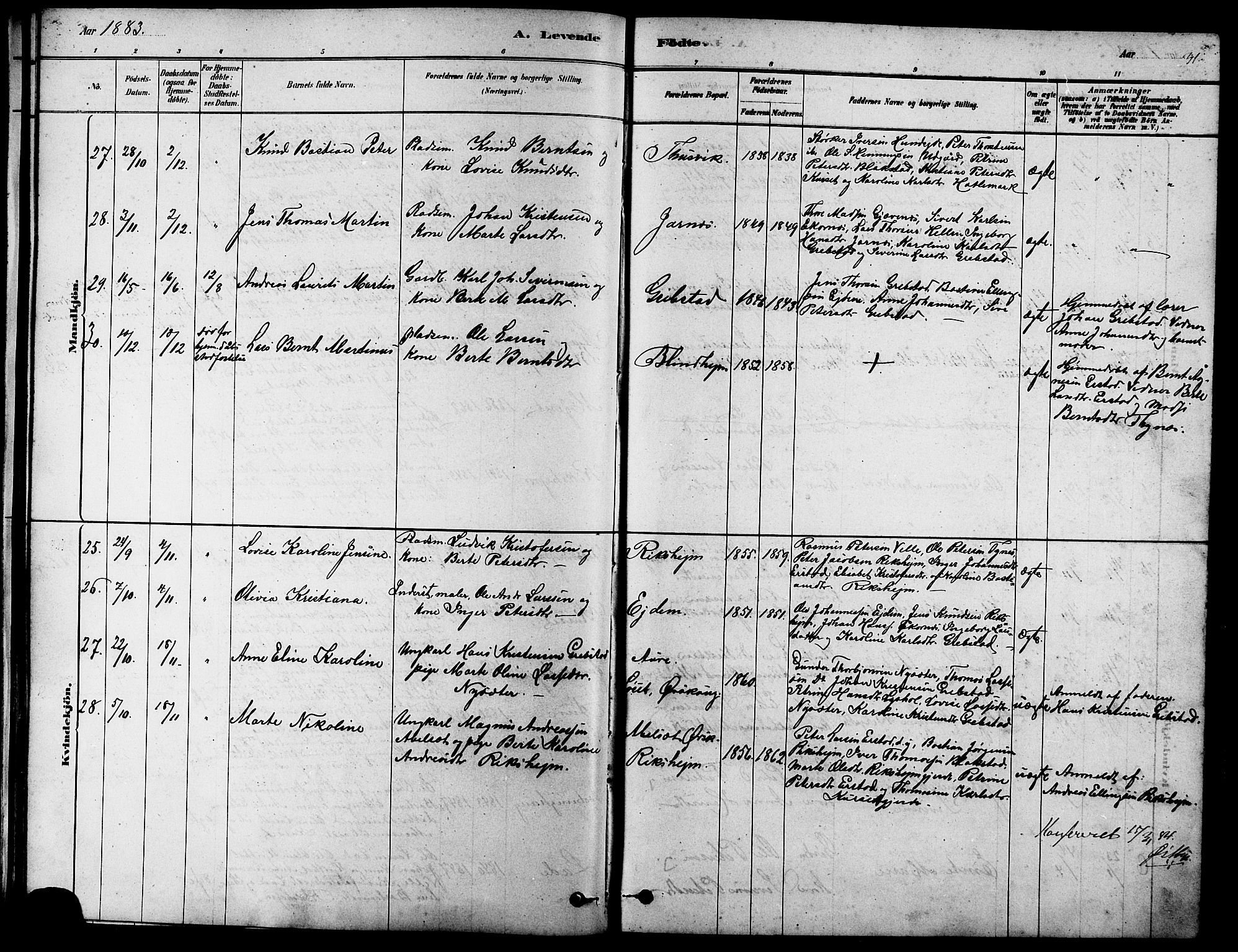 Ministerialprotokoller, klokkerbøker og fødselsregistre - Møre og Romsdal, SAT/A-1454/523/L0339: Parish register (copy) no. 523C02, 1878-1891, p. 31