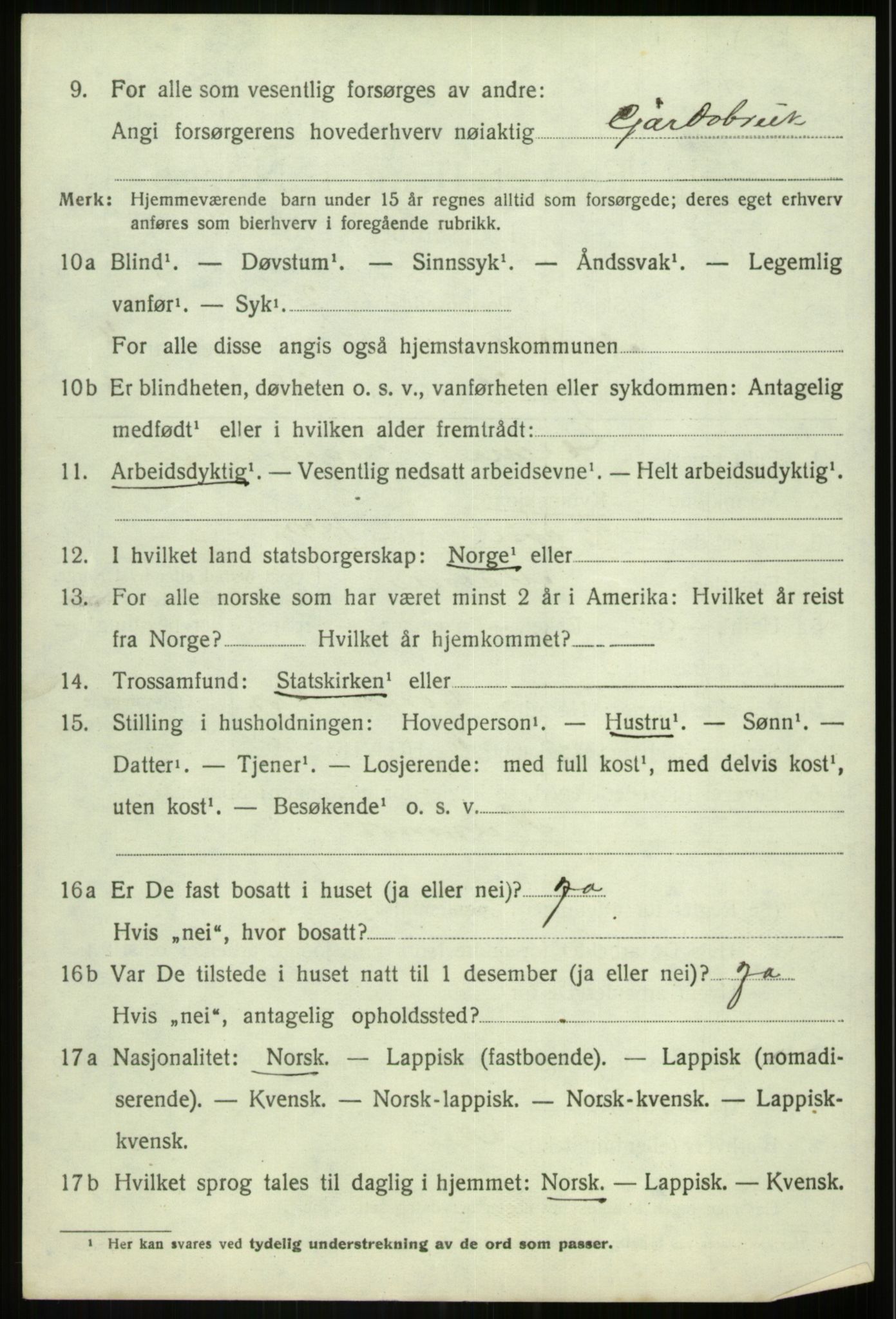 SATØ, 1920 census for Målselv, 1920, p. 4450