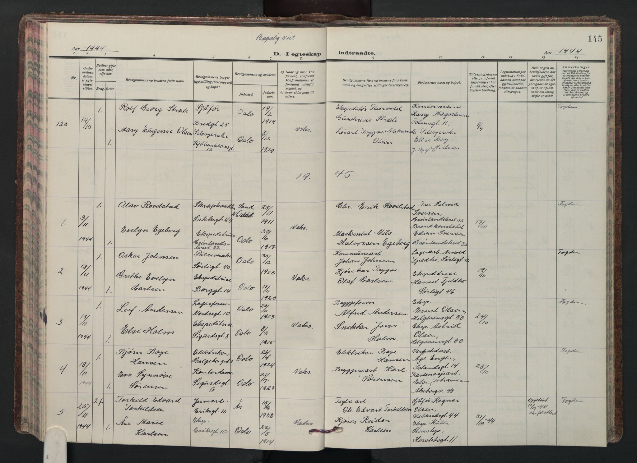 Grønland prestekontor Kirkebøker, AV/SAO-A-10848/F/Fa/L0020: Parish register (official) no. 20, 1935-1946, p. 145