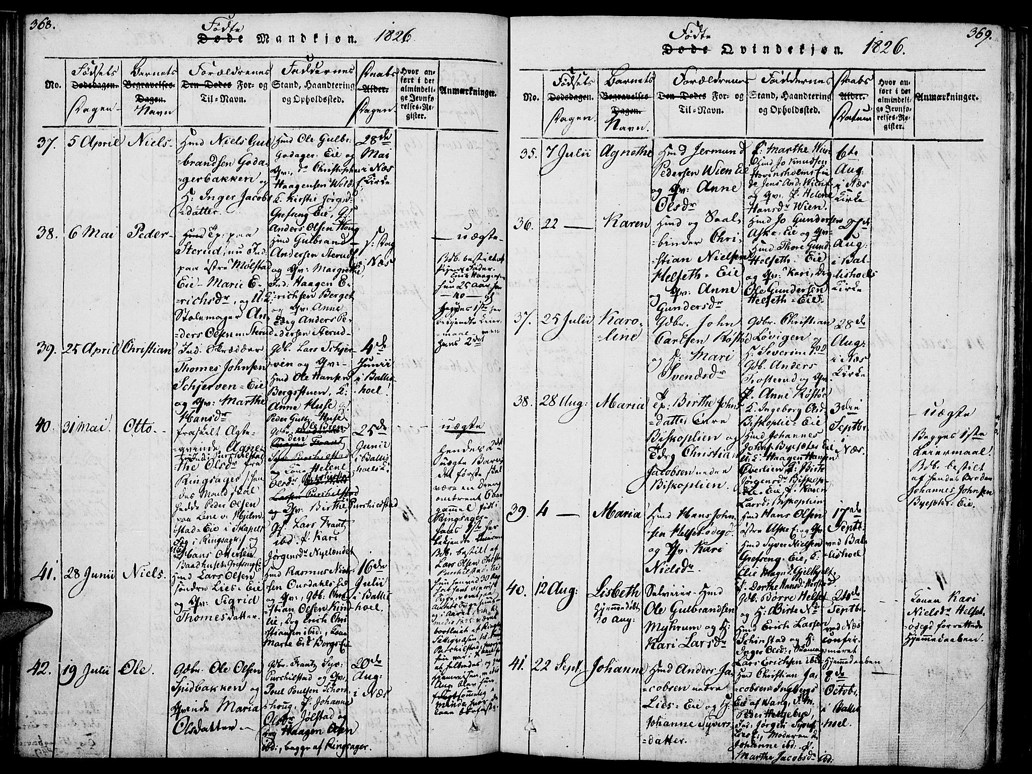 Nes prestekontor, Hedmark, SAH/PREST-020/K/Ka/L0002: Parish register (official) no. 2, 1813-1827, p. 368-369