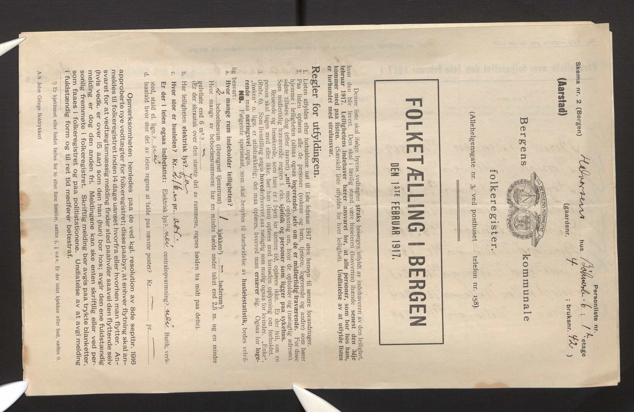 SAB, Municipal Census 1917 for Bergen, 1917, p. 47269