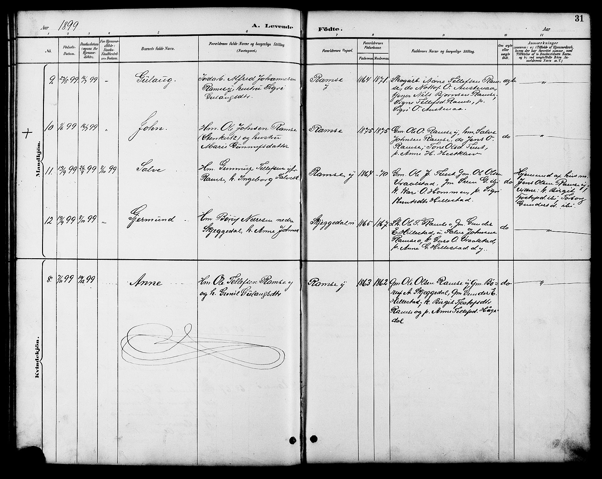 Åmli sokneprestkontor, AV/SAK-1111-0050/F/Fb/Fbb/L0002: Parish register (copy) no. B 2, 1890-1905, p. 31