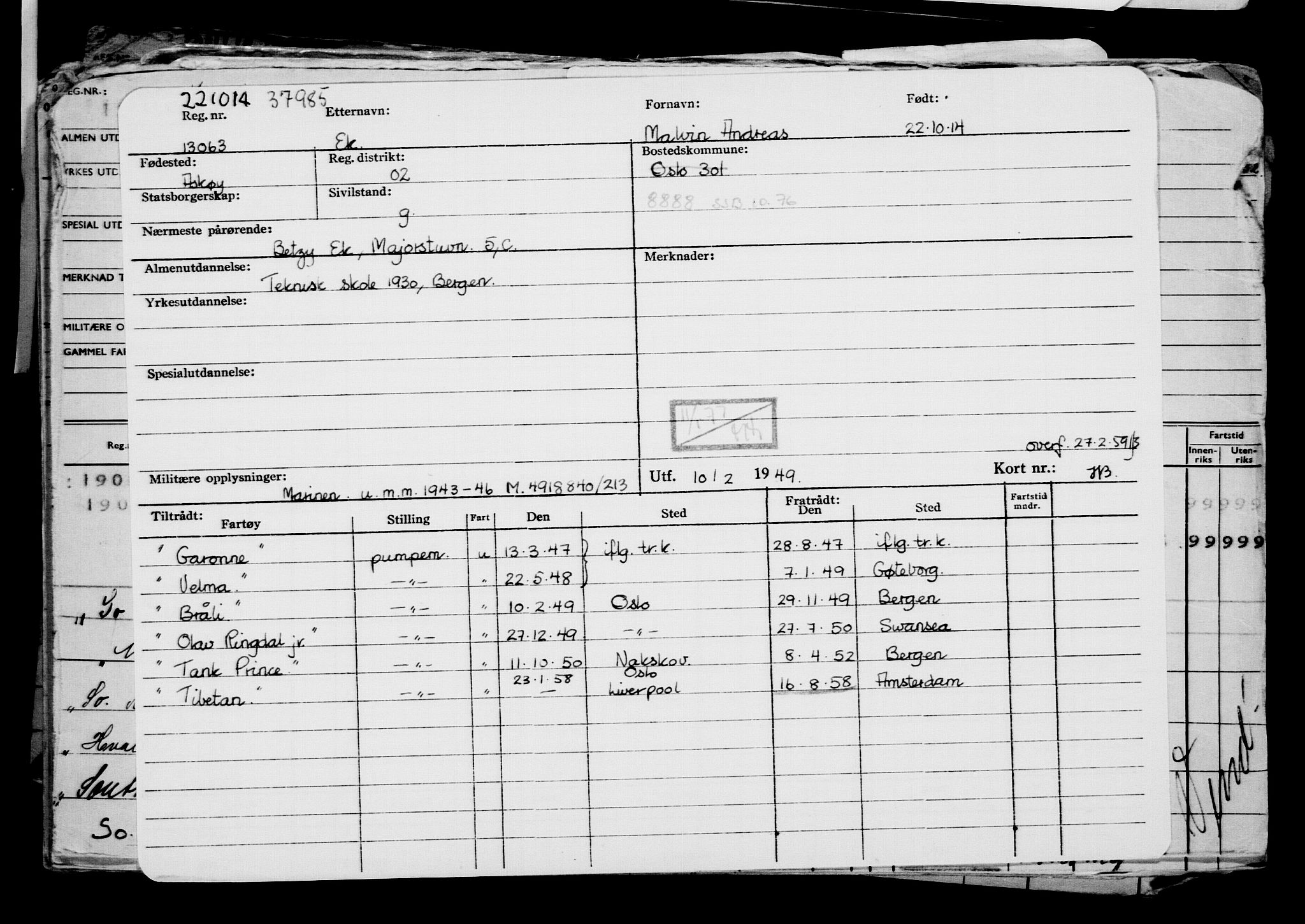 Direktoratet for sjømenn, AV/RA-S-3545/G/Gb/L0124: Hovedkort, 1914, p. 779