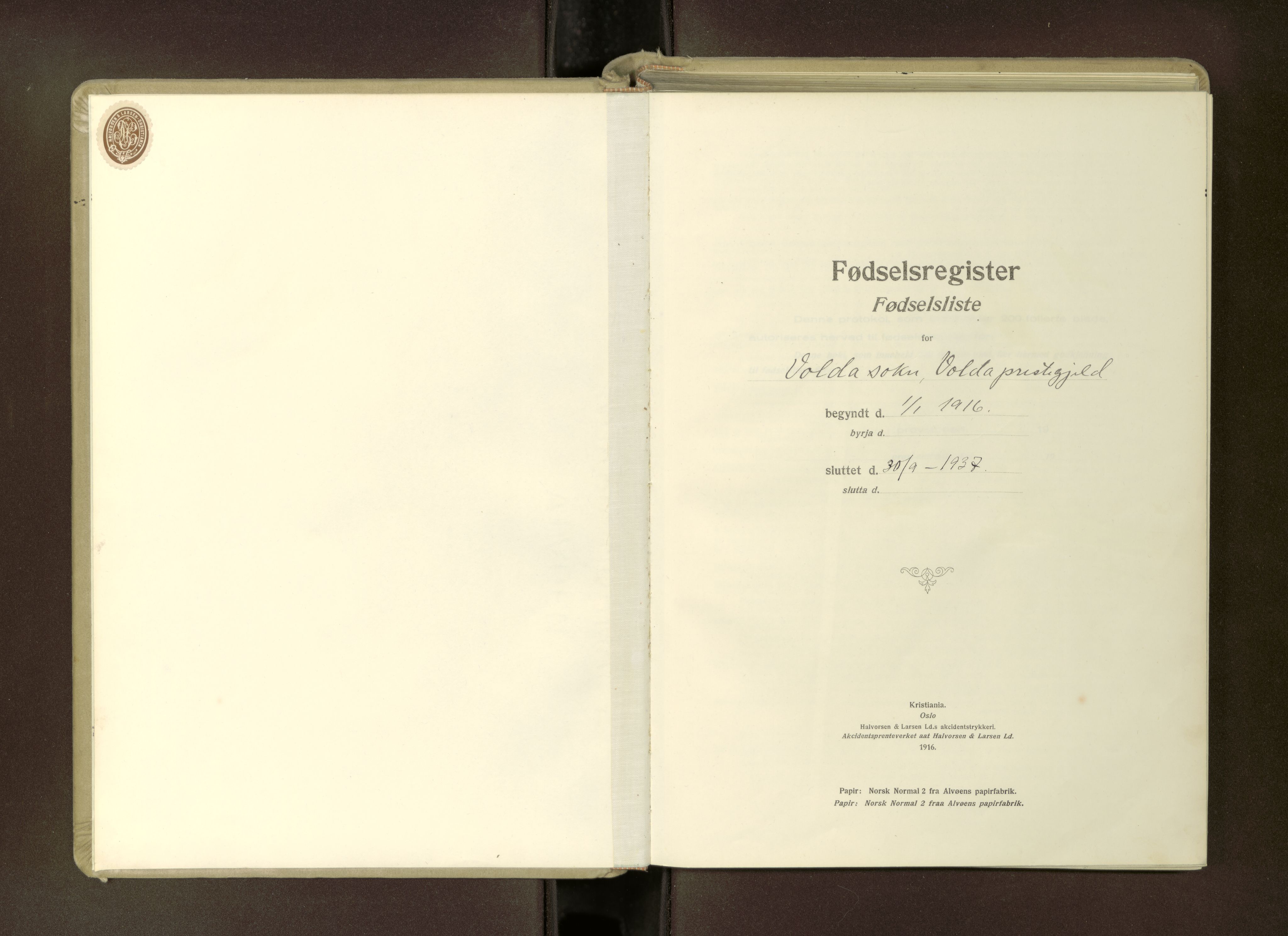 Ministerialprotokoller, klokkerbøker og fødselsregistre - Møre og Romsdal, SAT/A-1454/511/L0165: Birth register no. 511---, 1916-1937