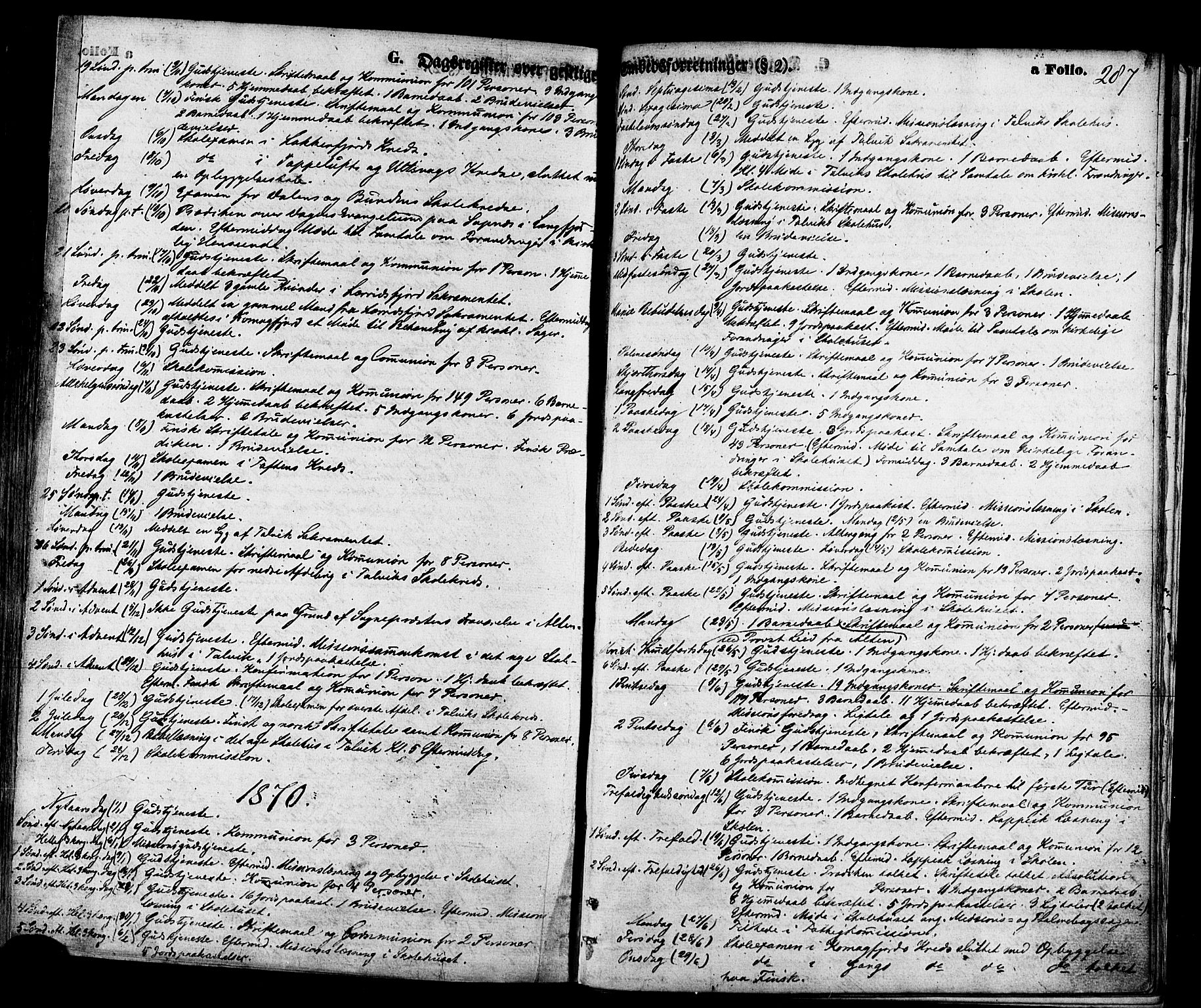 Talvik sokneprestkontor, AV/SATØ-S-1337/H/Ha/L0011kirke: Parish register (official) no. 11, 1864-1877, p. 287