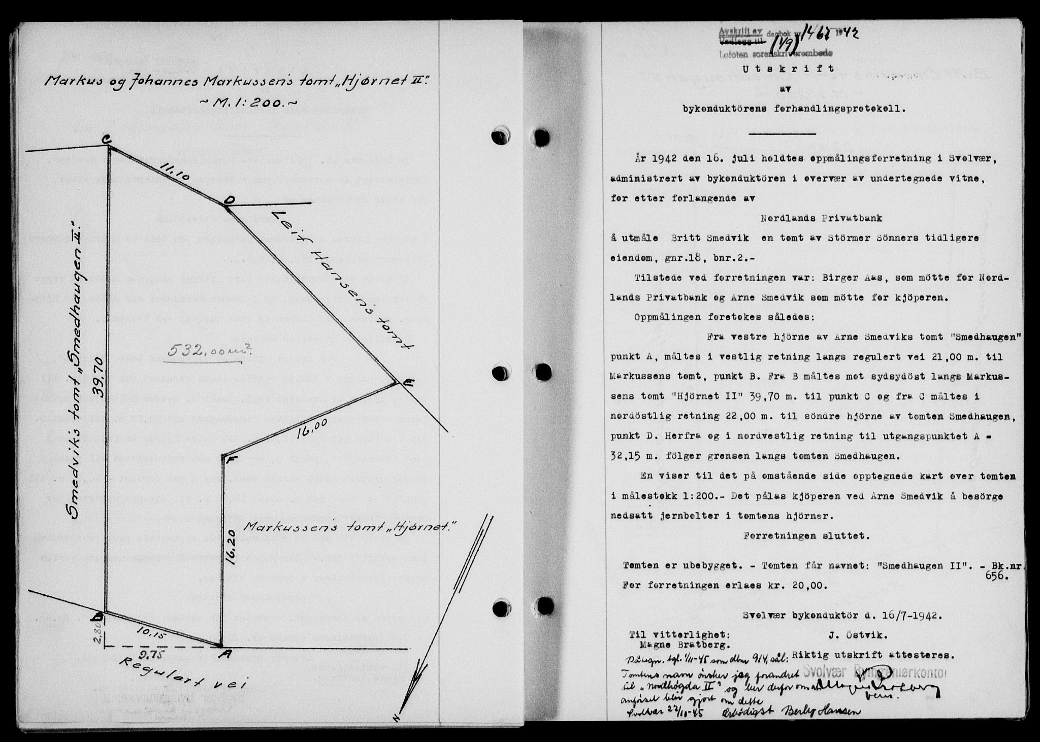 Lofoten sorenskriveri, SAT/A-0017/1/2/2C/L0010a: Mortgage book no. 10a, 1942-1943, Diary no: : 1467/1942