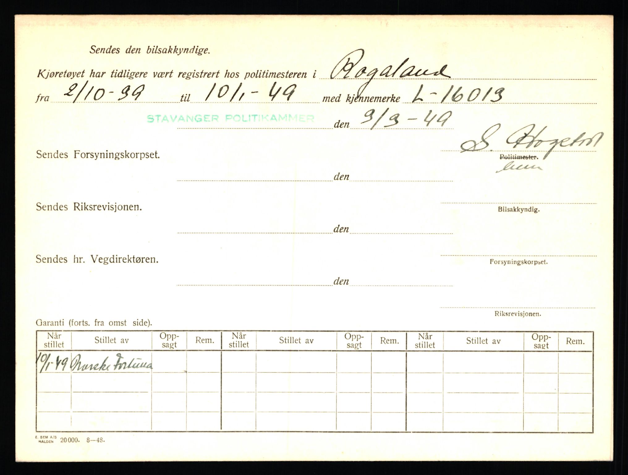 Stavanger trafikkstasjon, AV/SAST-A-101942/0/F/L0004: L-1000 - L-1349, 1930-1971, p. 20