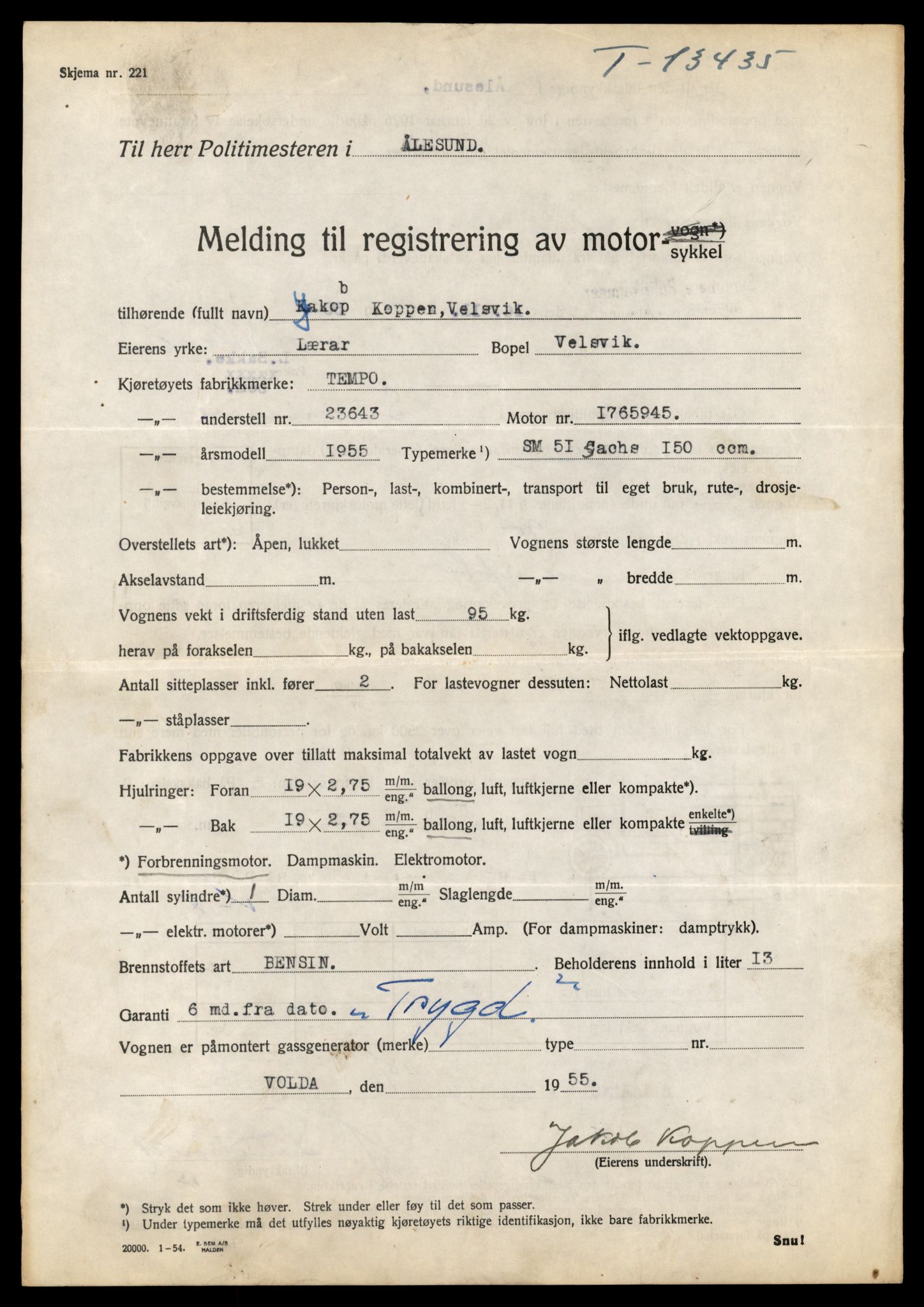 Møre og Romsdal vegkontor - Ålesund trafikkstasjon, AV/SAT-A-4099/F/Fe/L0039: Registreringskort for kjøretøy T 13361 - T 13530, 1927-1998, p. 1261