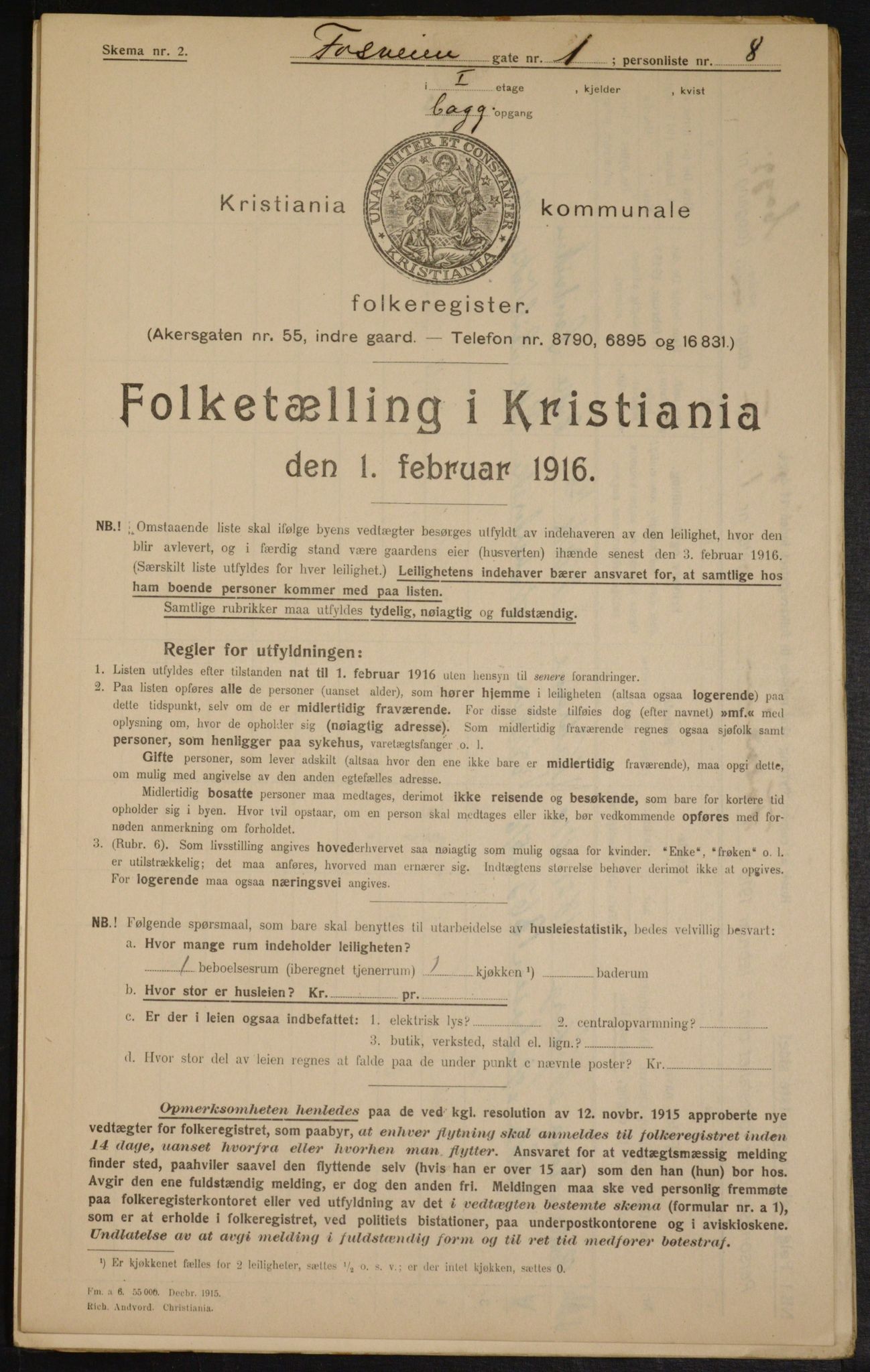 OBA, Municipal Census 1916 for Kristiania, 1916, p. 25070