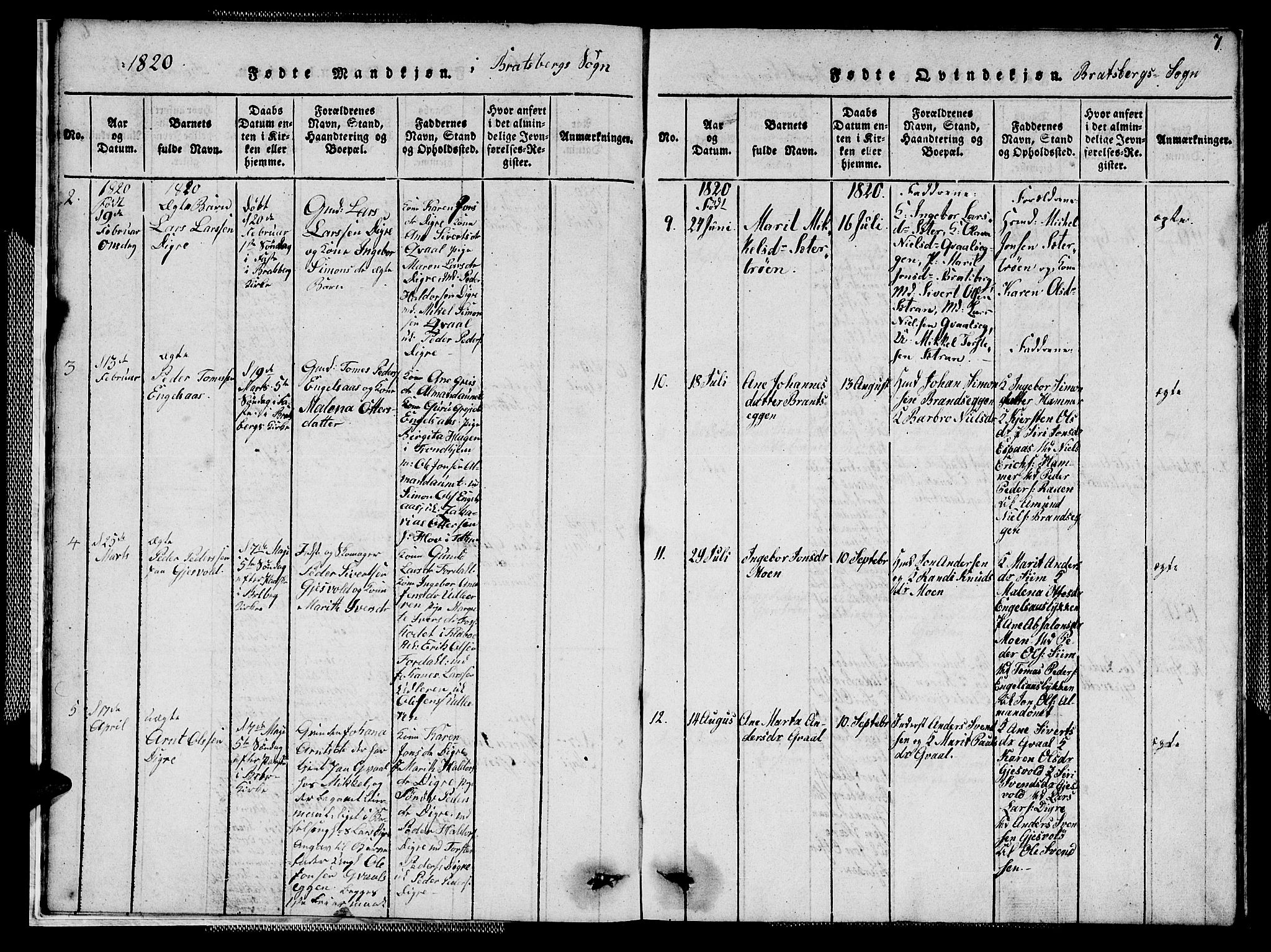Ministerialprotokoller, klokkerbøker og fødselsregistre - Sør-Trøndelag, SAT/A-1456/608/L0336: Parish register (copy) no. 608C02, 1817-1827, p. 7