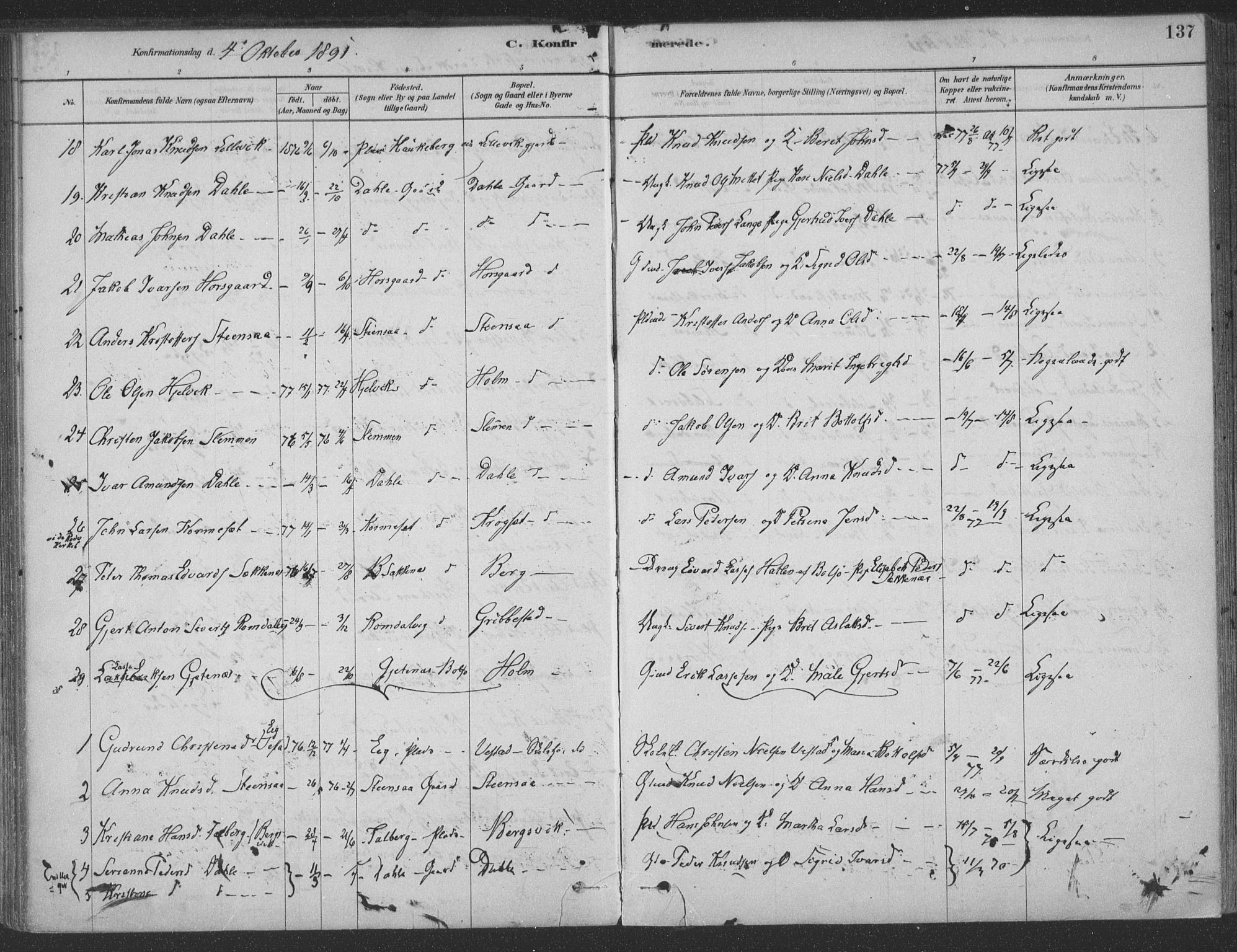 Ministerialprotokoller, klokkerbøker og fødselsregistre - Møre og Romsdal, AV/SAT-A-1454/547/L0604: Parish register (official) no. 547A06, 1878-1906, p. 137