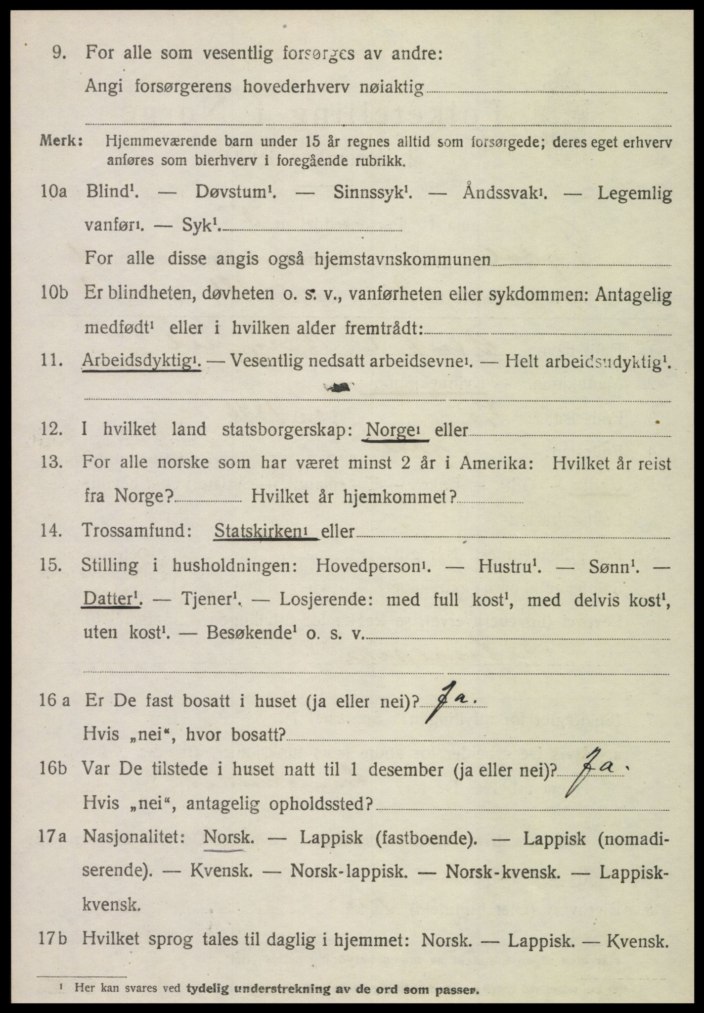 SAT, 1920 census for Tydal, 1920, p. 1608