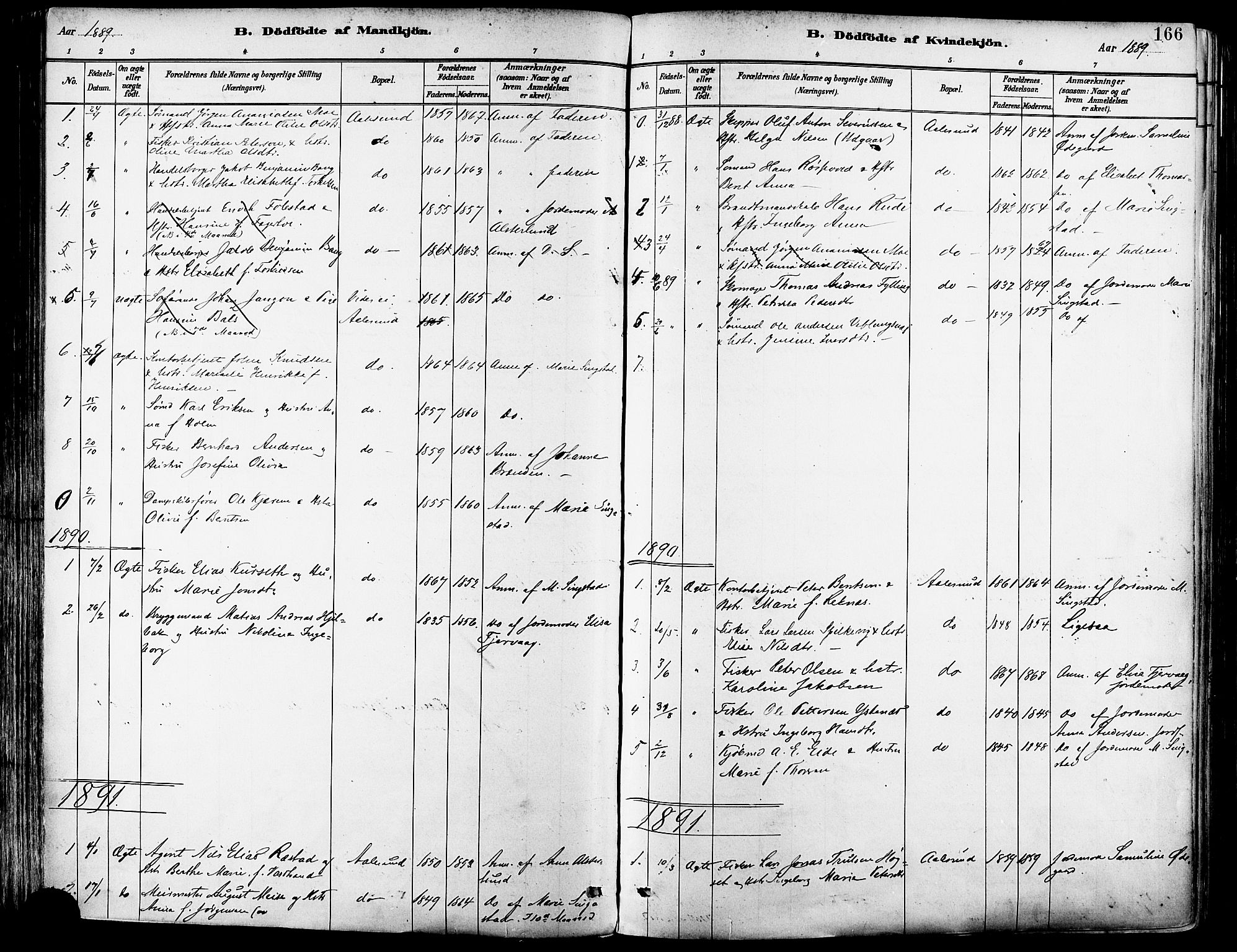 Ministerialprotokoller, klokkerbøker og fødselsregistre - Møre og Romsdal, SAT/A-1454/529/L0455: Parish register (official) no. 529A05, 1885-1893, p. 166