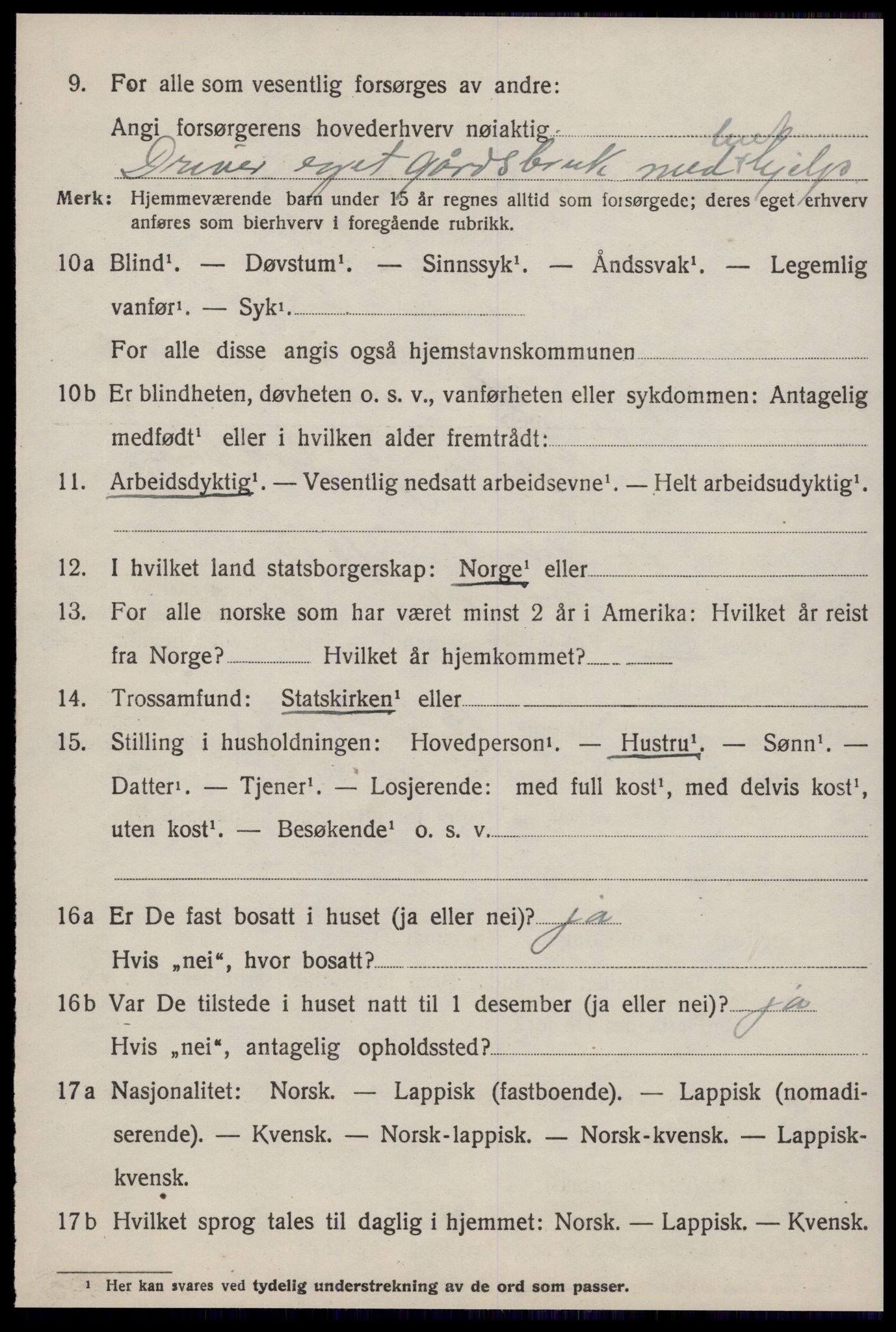 SAT, 1920 census for Singsås, 1920, p. 3020