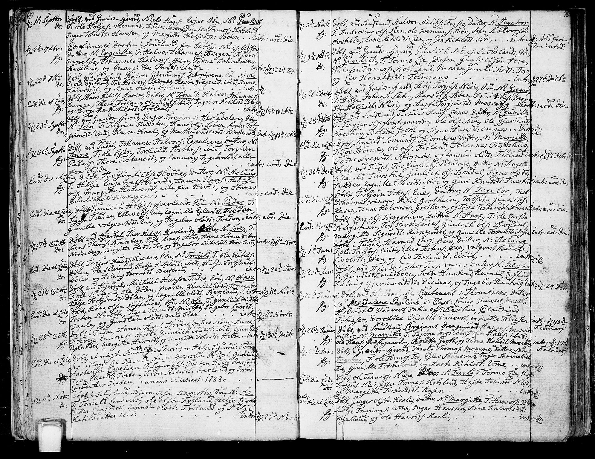 Hjartdal kirkebøker, SAKO/A-270/F/Fa/L0005: Parish register (official) no. I 5, 1776-1801, p. 69-70