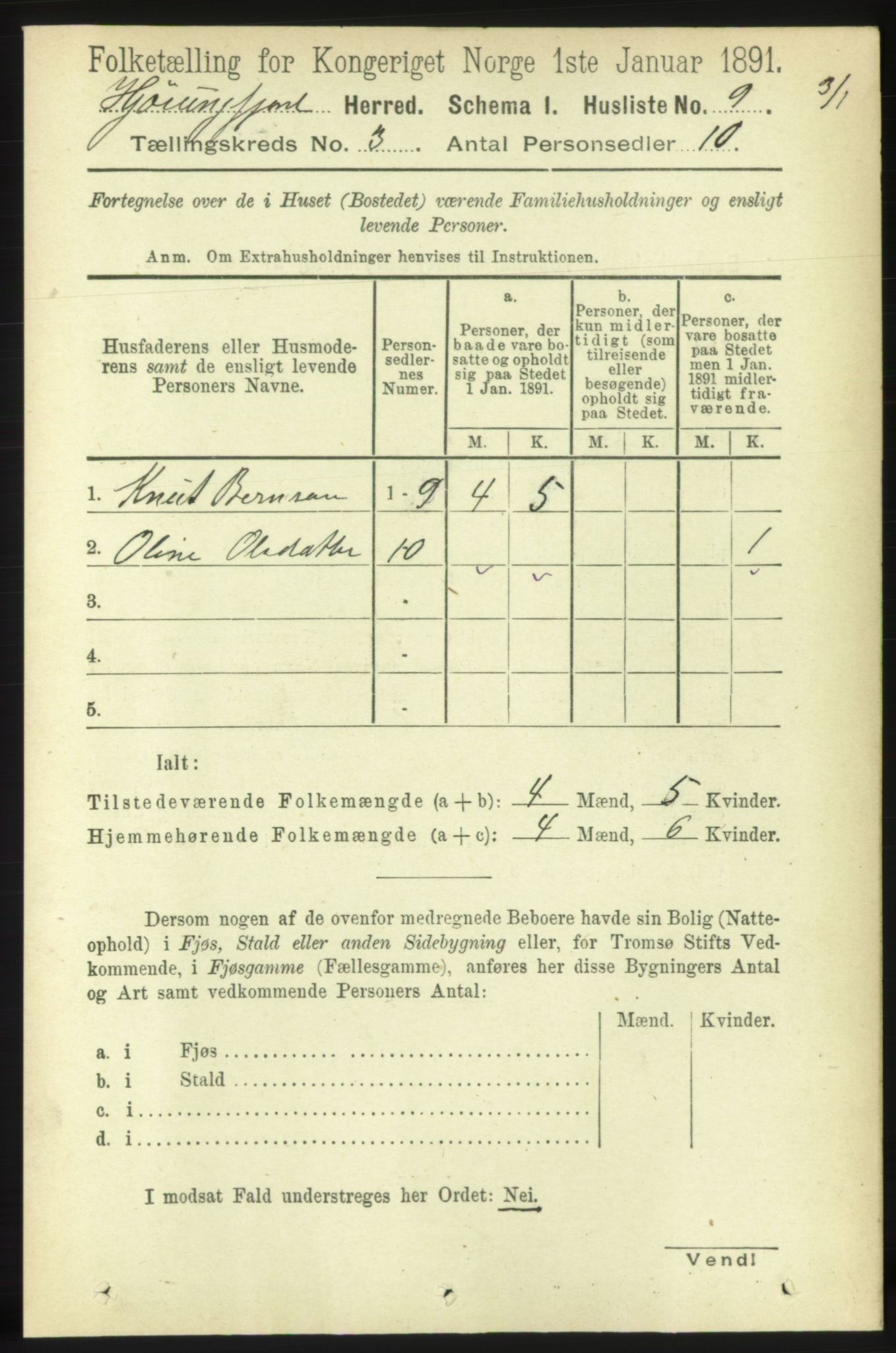 RA, 1891 census for 1522 Hjørundfjord, 1891, p. 444