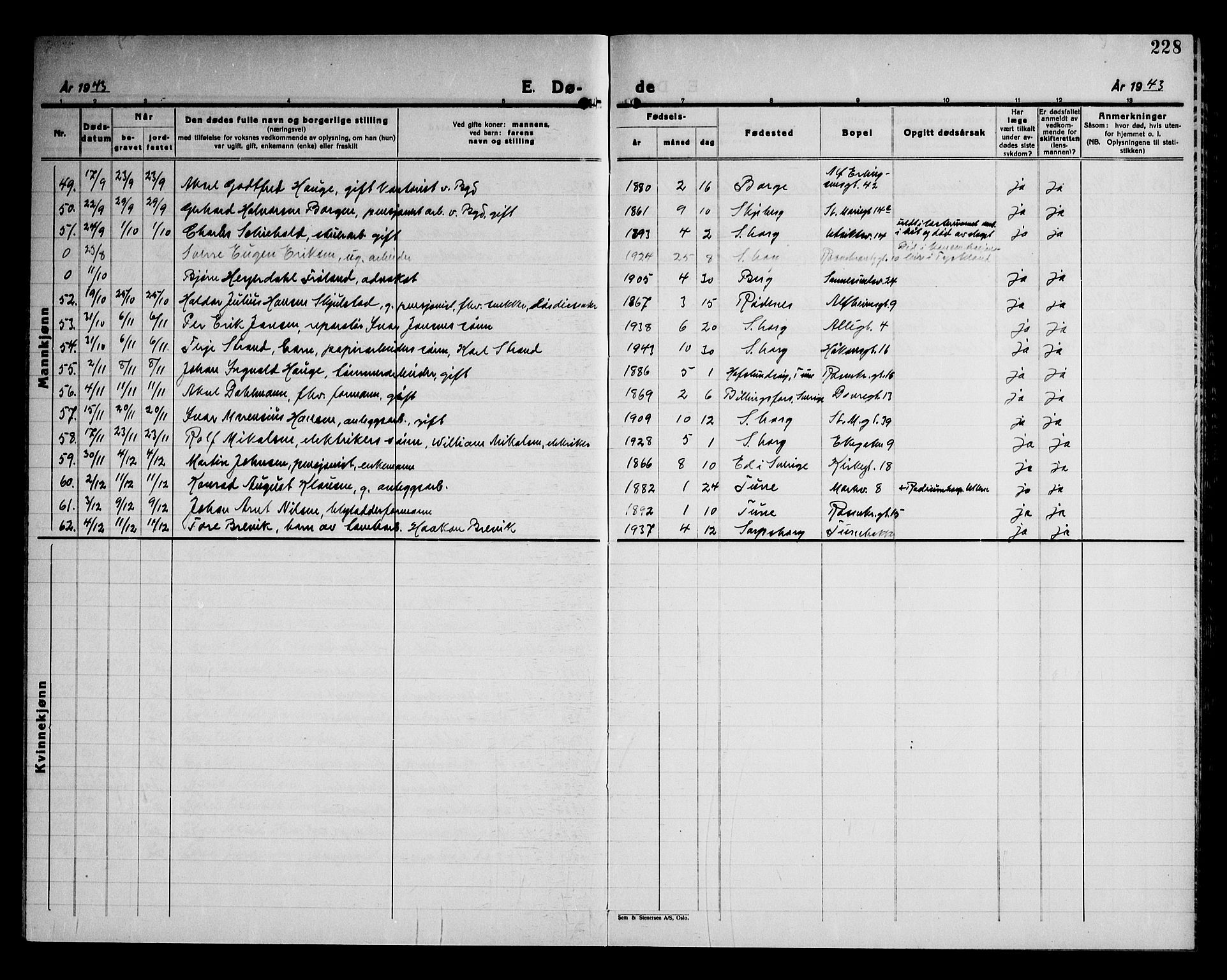 Sarpsborg prestekontor Kirkebøker, AV/SAO-A-2006/G/Ga/L0004: Parish register (copy) no. 4, 1929-1949, p. 228