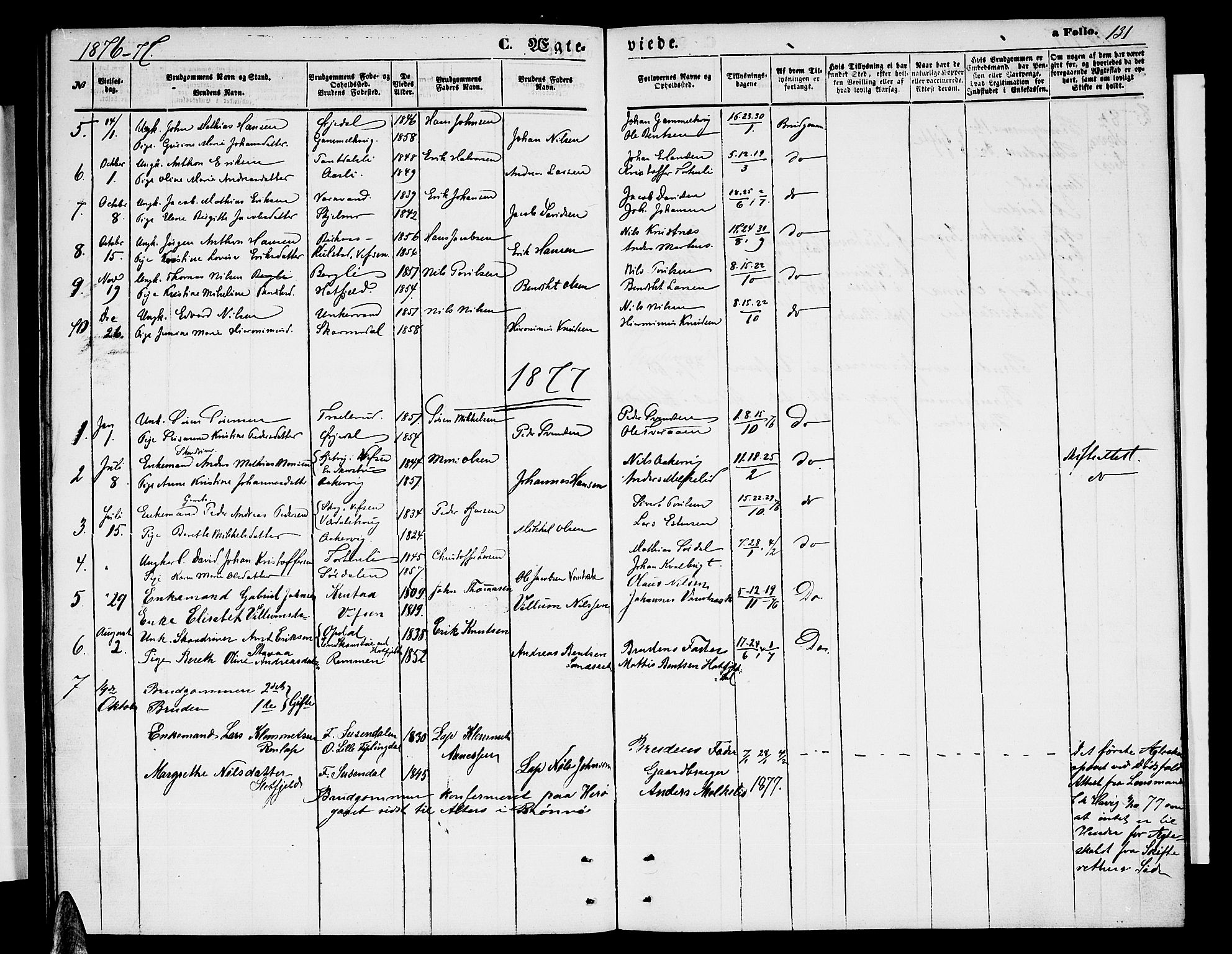 Ministerialprotokoller, klokkerbøker og fødselsregistre - Nordland, AV/SAT-A-1459/823/L0329: Parish register (copy) no. 823C01, 1865-1878, p. 131