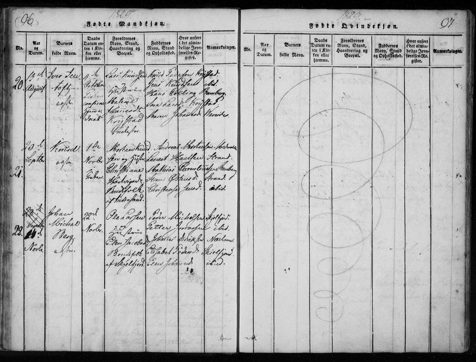 Ministerialprotokoller, klokkerbøker og fødselsregistre - Nordland, SAT/A-1459/885/L1201: Parish register (official) no. 885A02, 1820-1837, p. 96-97