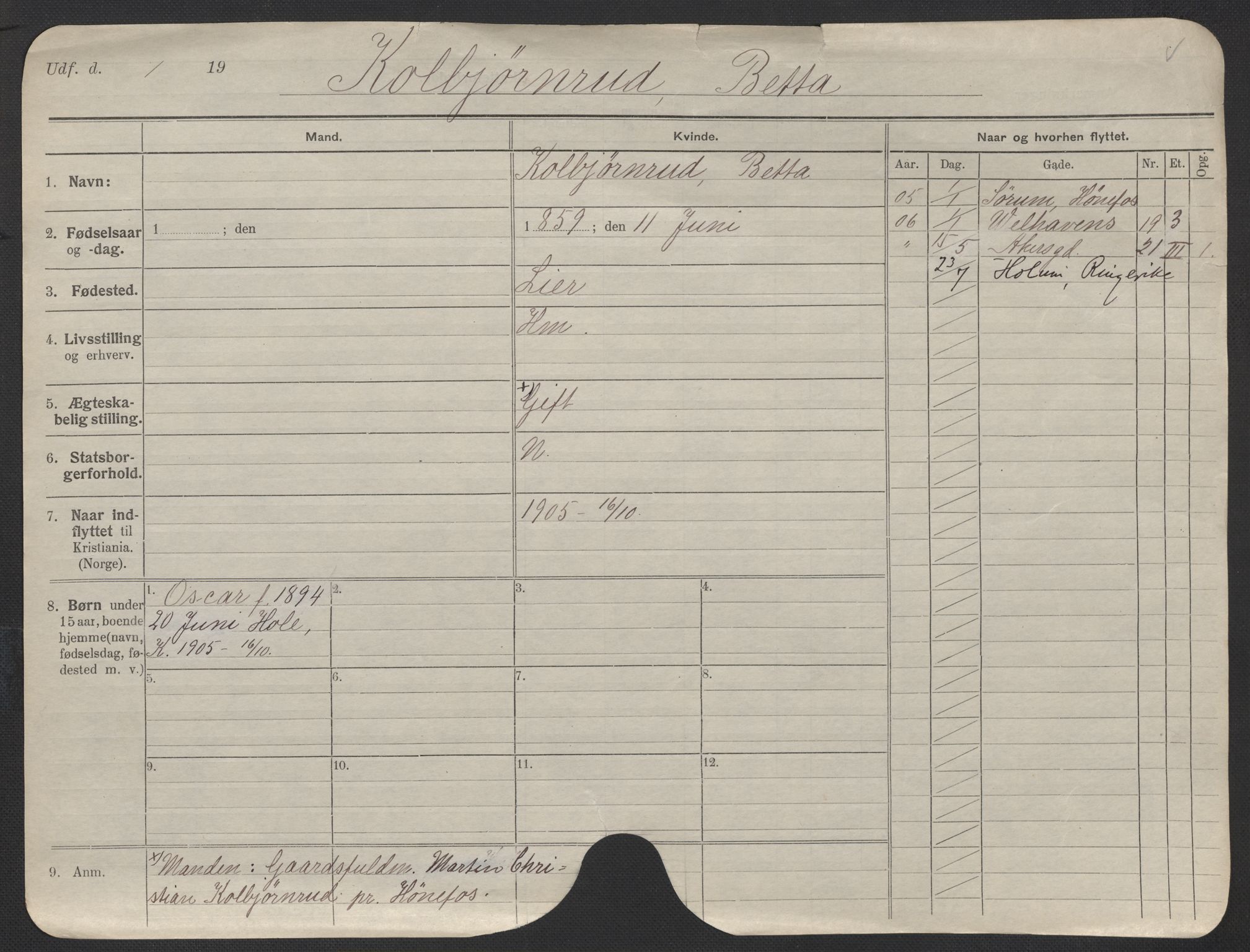 Oslo folkeregister, Registerkort, AV/SAO-A-11715/F/Fa/Fac/L0019: Kvinner, 1906-1914, p. 3a