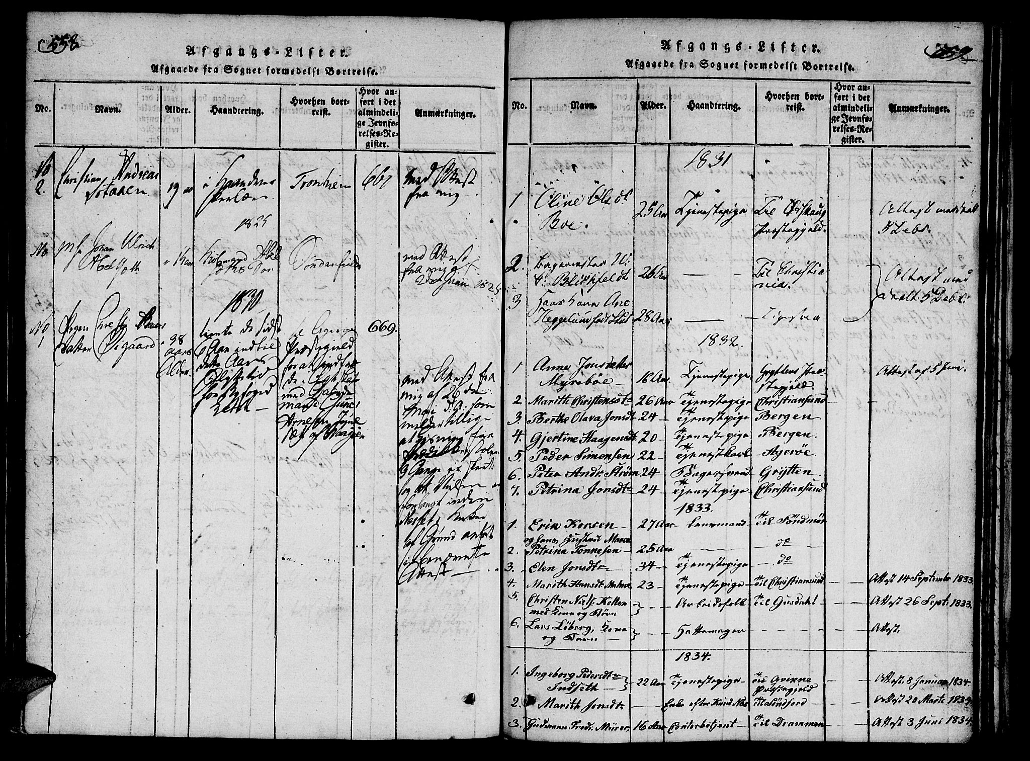 Ministerialprotokoller, klokkerbøker og fødselsregistre - Møre og Romsdal, SAT/A-1454/558/L0688: Parish register (official) no. 558A02, 1818-1843, p. 558-559
