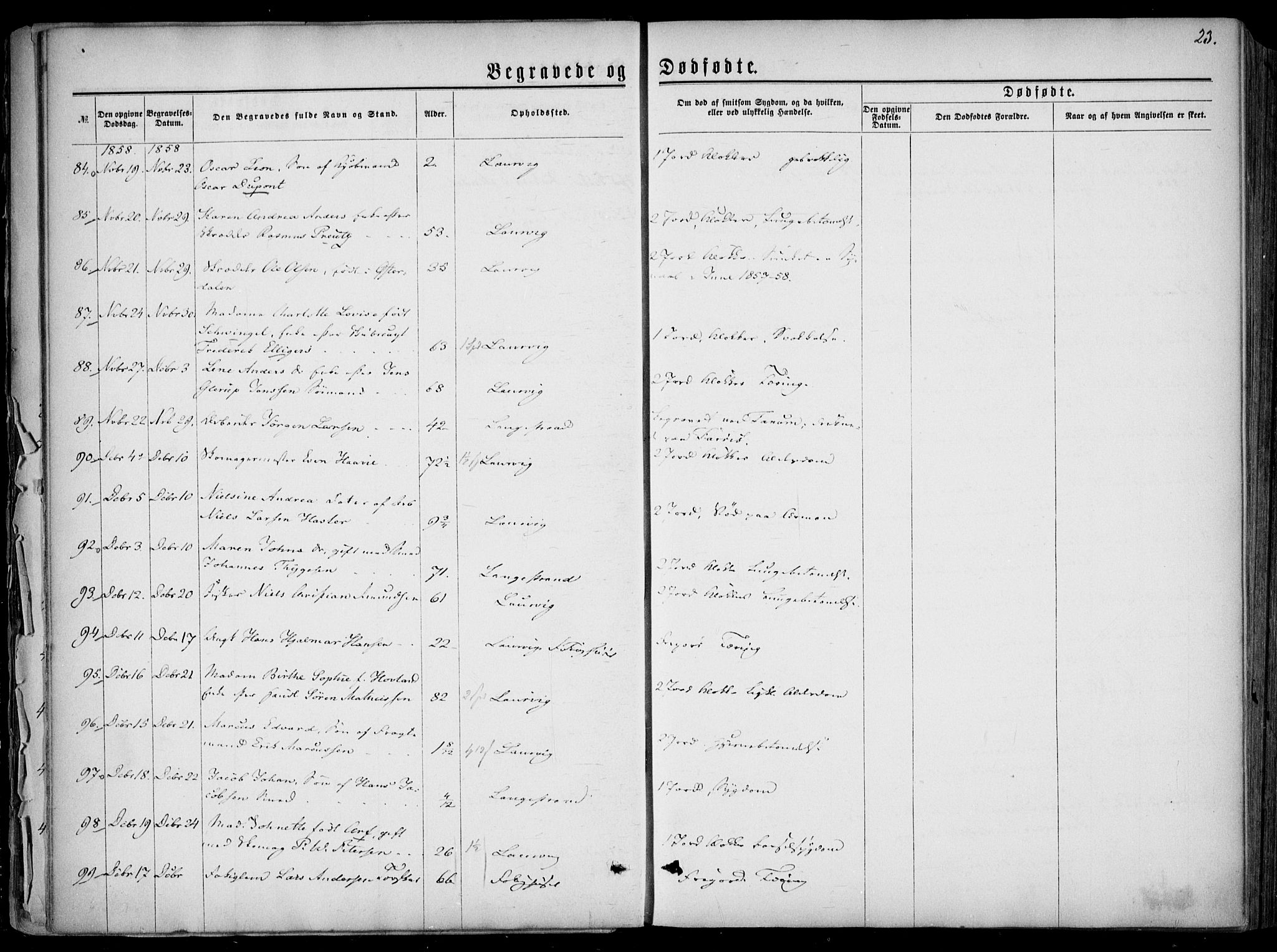 Larvik kirkebøker, SAKO/A-352/F/Fa/L0005: Parish register (official) no. I 5, 1856-1870, p. 23