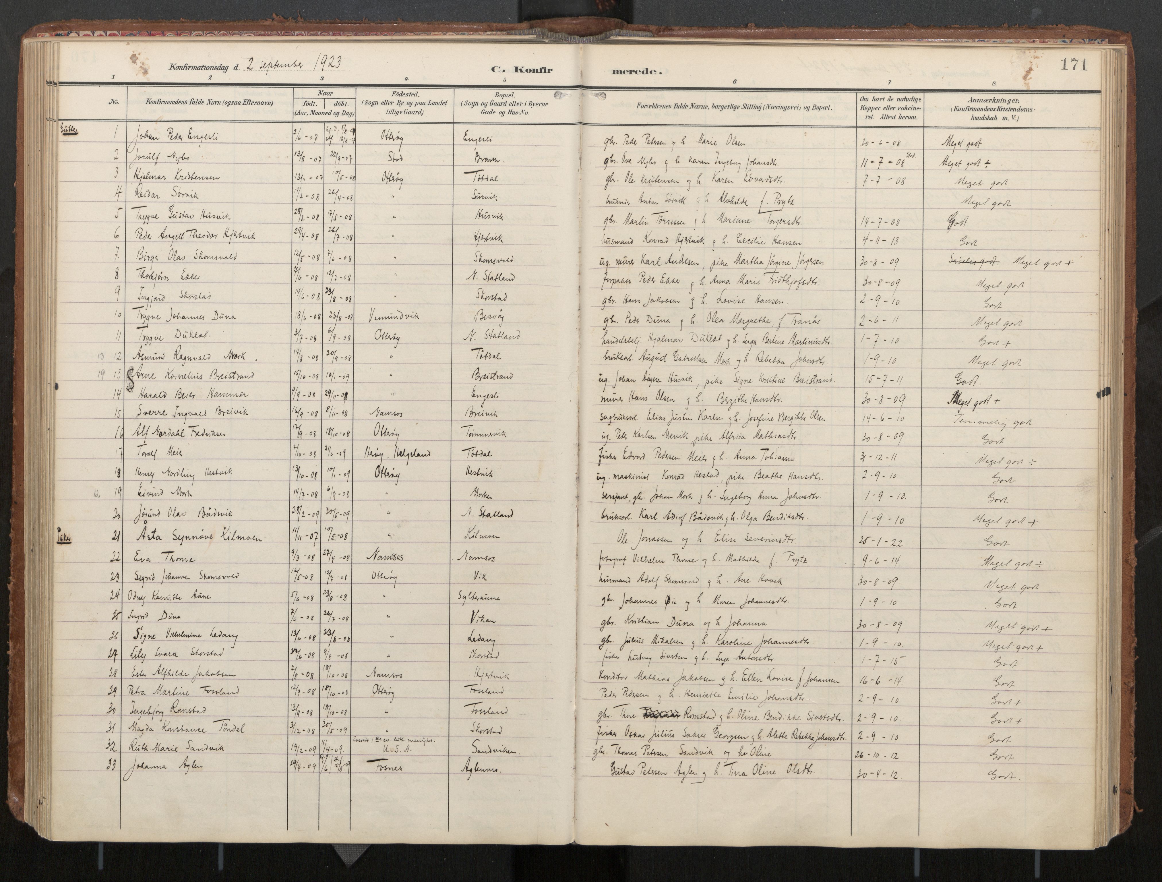 Ministerialprotokoller, klokkerbøker og fødselsregistre - Nord-Trøndelag, AV/SAT-A-1458/774/L0629: Parish register (official), 1904-1926, p. 171