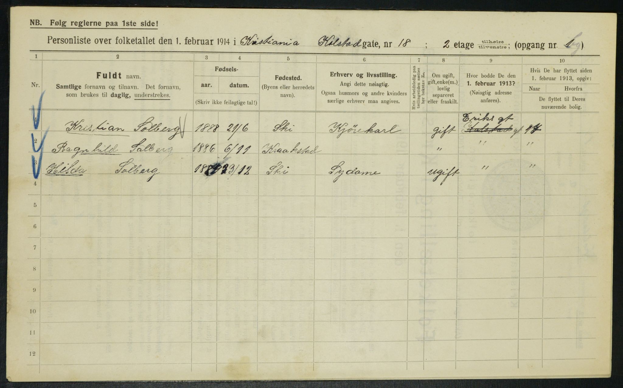 OBA, Municipal Census 1914 for Kristiania, 1914, p. 52374