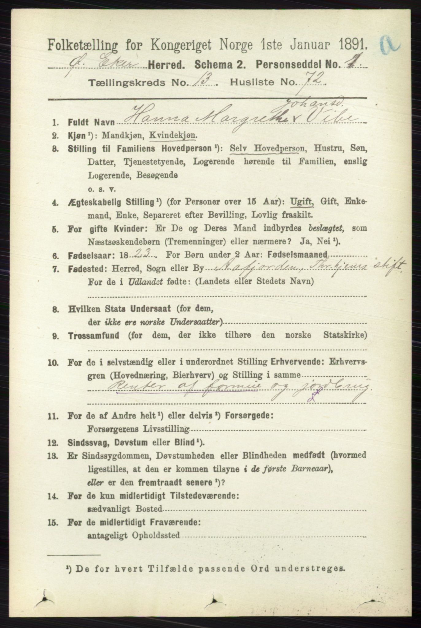 RA, 1891 census for 0624 Øvre Eiker, 1891, p. 6256